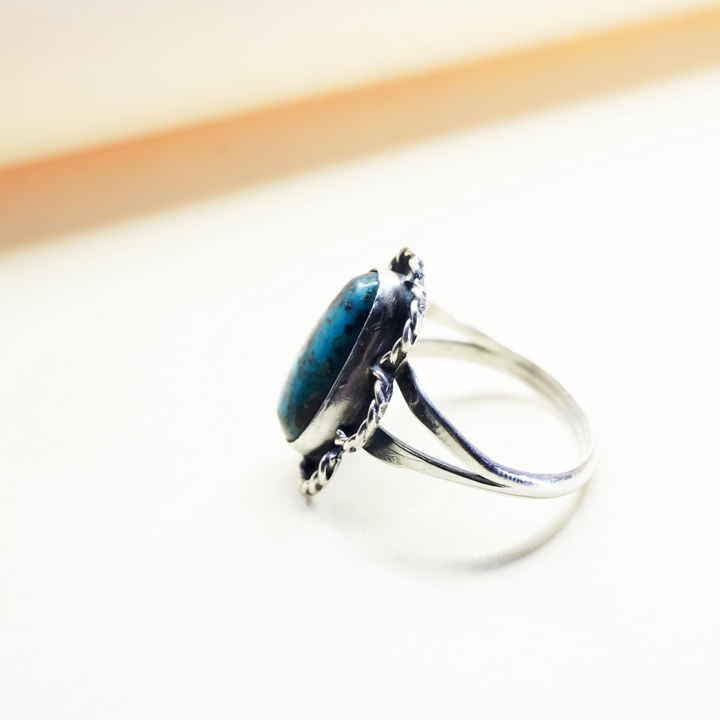 Size 9.5 Native American sterling 925 silver ring with turquoise, southwestern