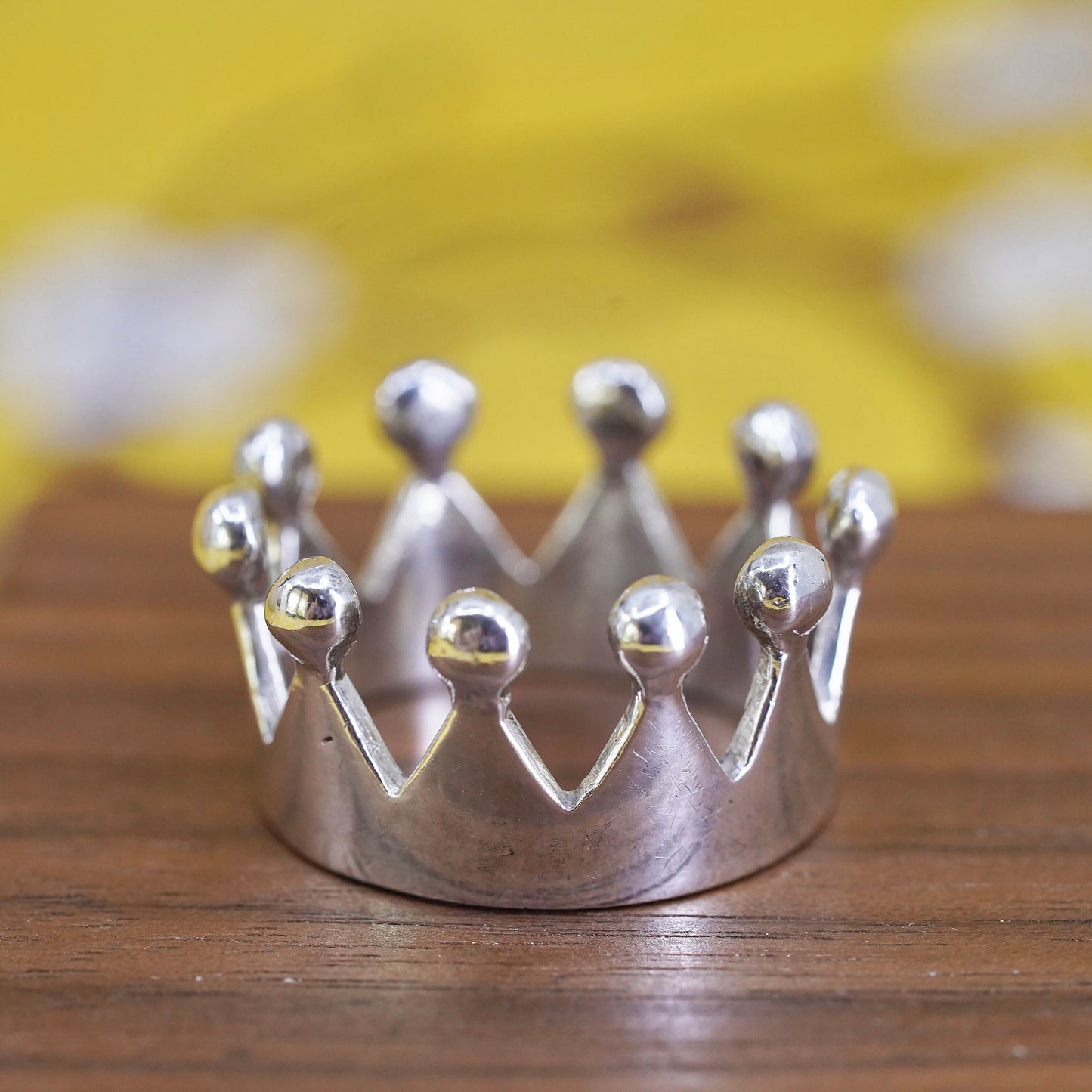 Size 9.5, Vintage Mexican Sterling 925 silver handmade crown Ring