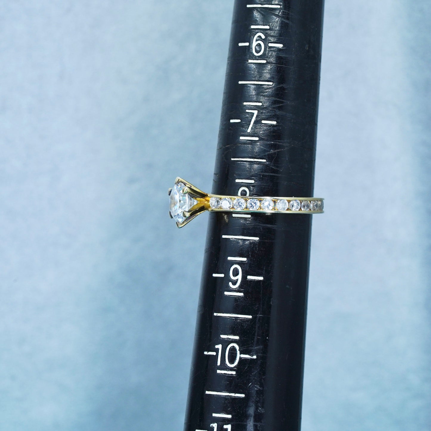 Size 8, vintage vermeil gold over Sterling 925 silver engagement ring with Cz