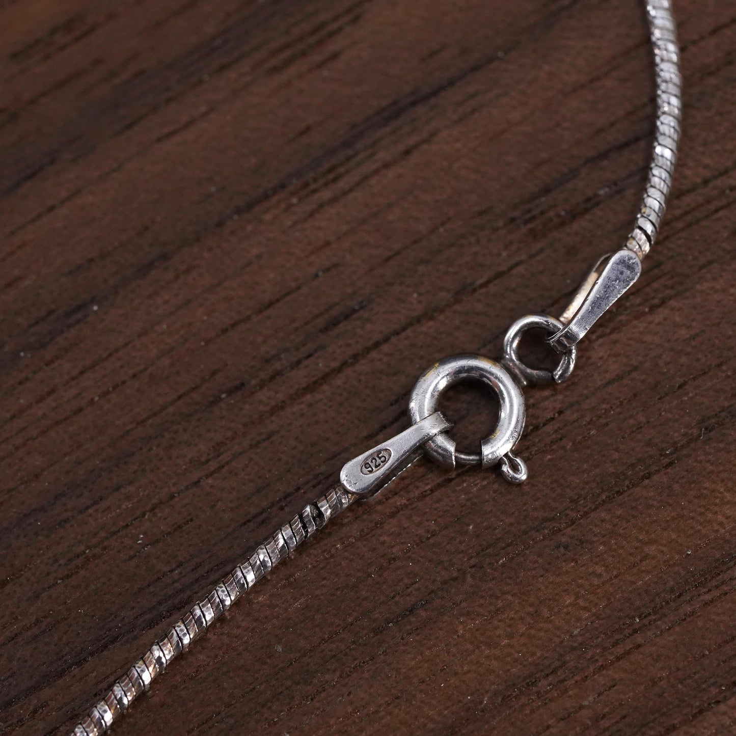 16”, vintage Italian Sterling silver textured snake chain, Italy 925 necklace