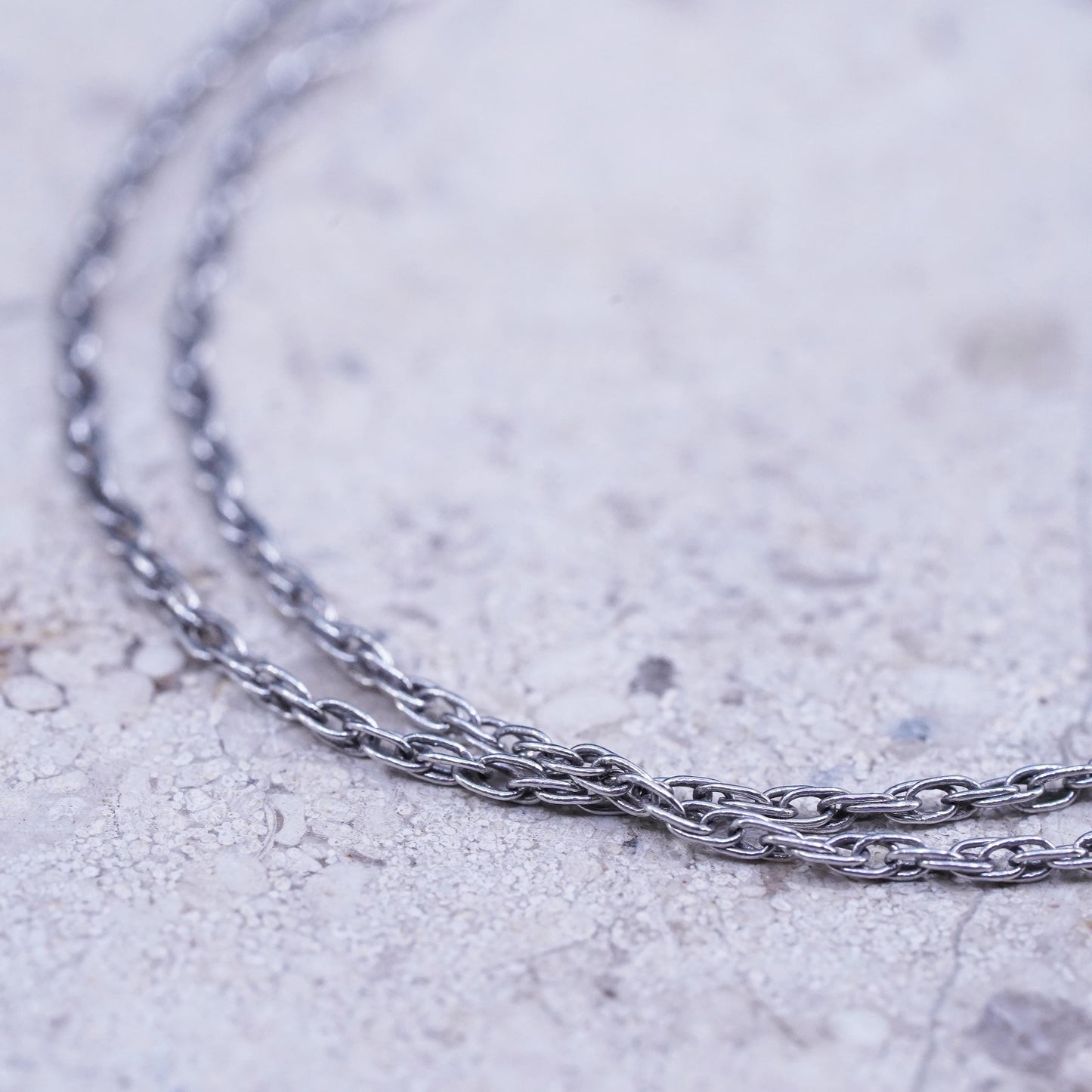 18”, 1mm, vintage Sterling silver necklace, 925 Singapore rope chain