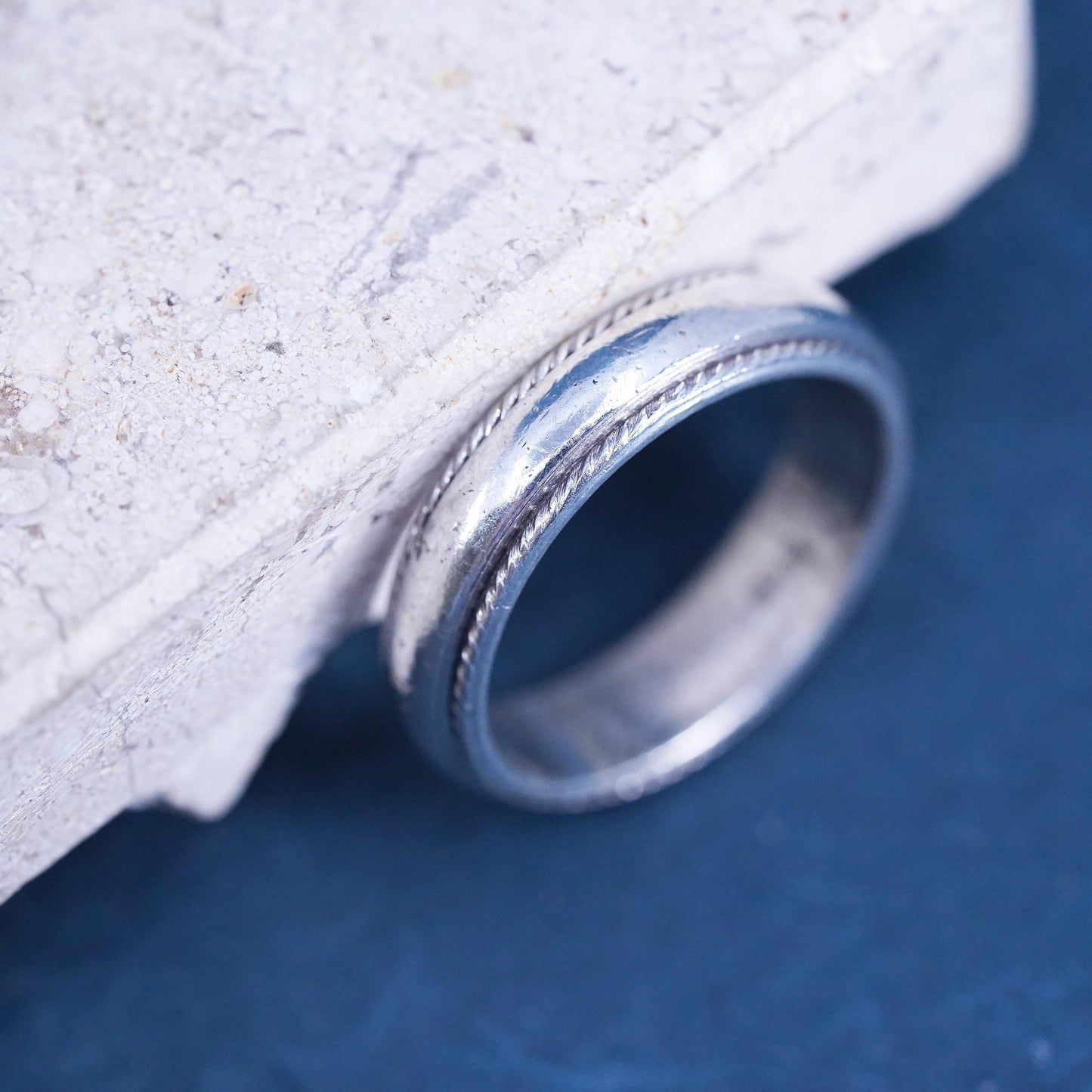Size 7, vintage Sterling silver handmade ring, 925 wedding band