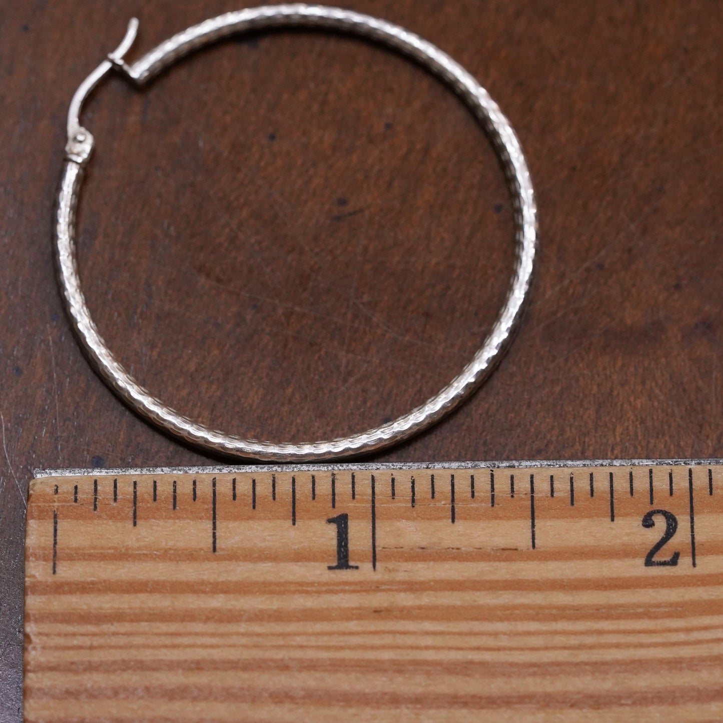 1.5", Vintage sterling 925 silver loop single earring, fashion textured hoop