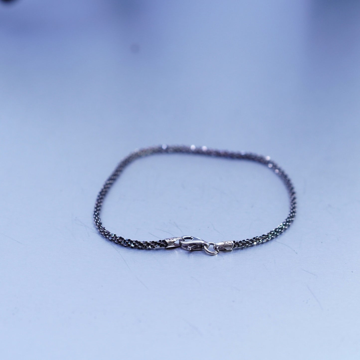 7”, 2mm, Vintage Italy Sterling 925 silver handmade bracelet, twisted chain