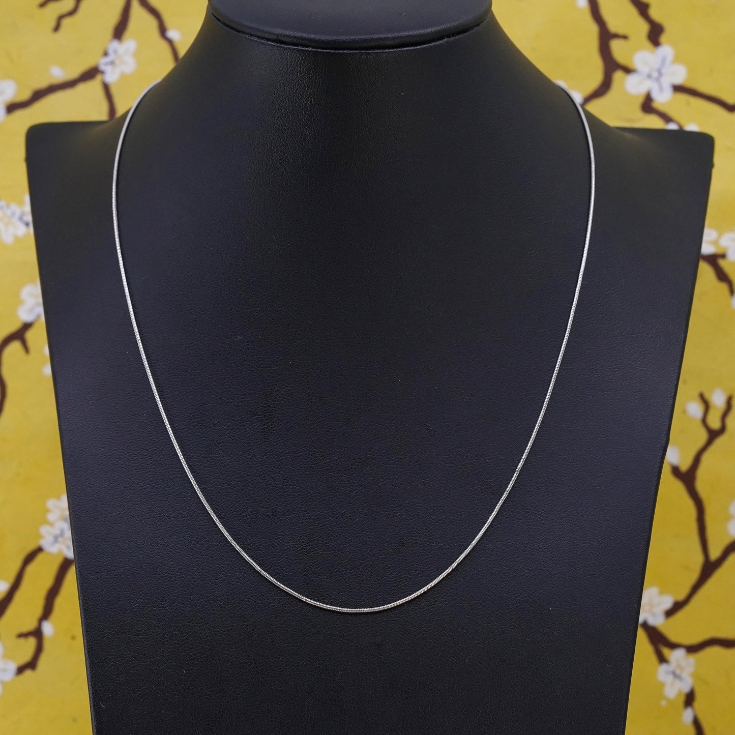 18" 1mm, vintage Sterling silver necklace, Italy 925 snake chain