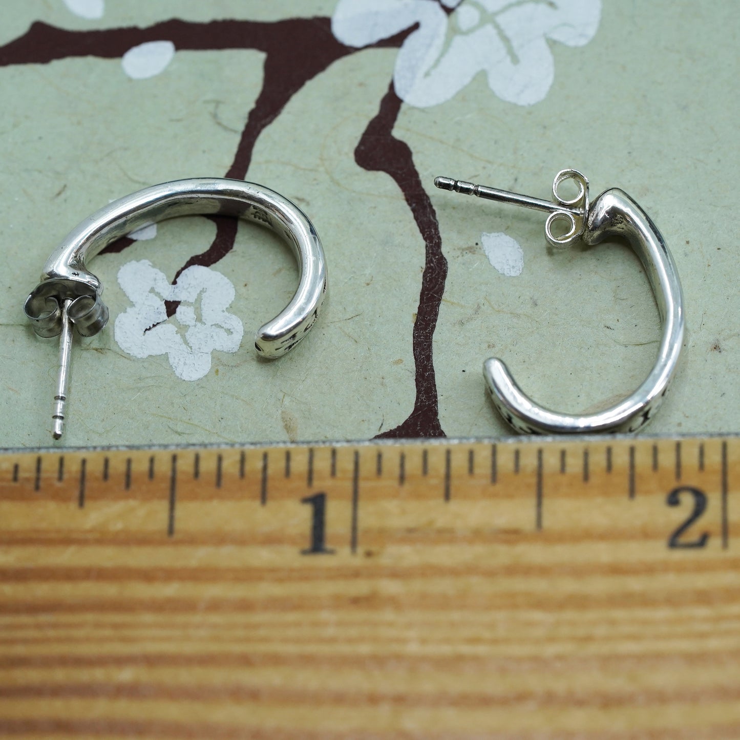 0.75", sterling silver wide hoops, lightweight 925 silver huggie earrings