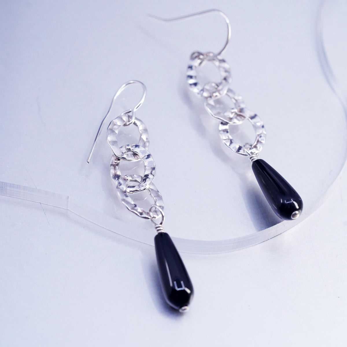 Silpada W1281 Sterling 925 Silver & Black Onyx French Wire Drop Earrings