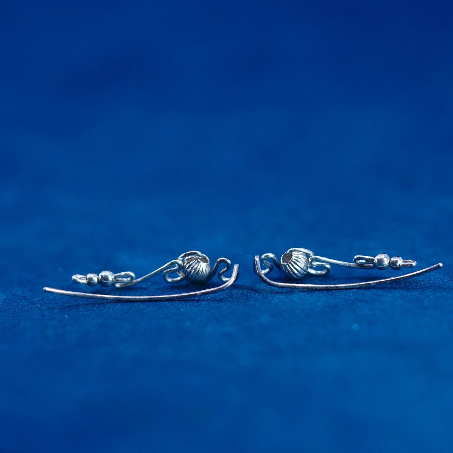 Vintage Sterling Silver handmade Earrings. 925 wired dangles with beads