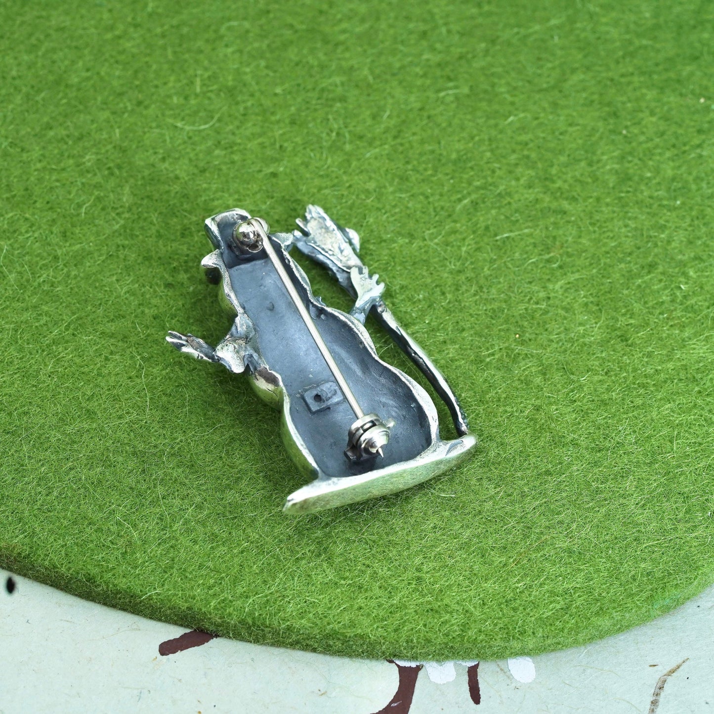 Vintage sterling silver handmade brooch, 925 snowman, Christmas pin