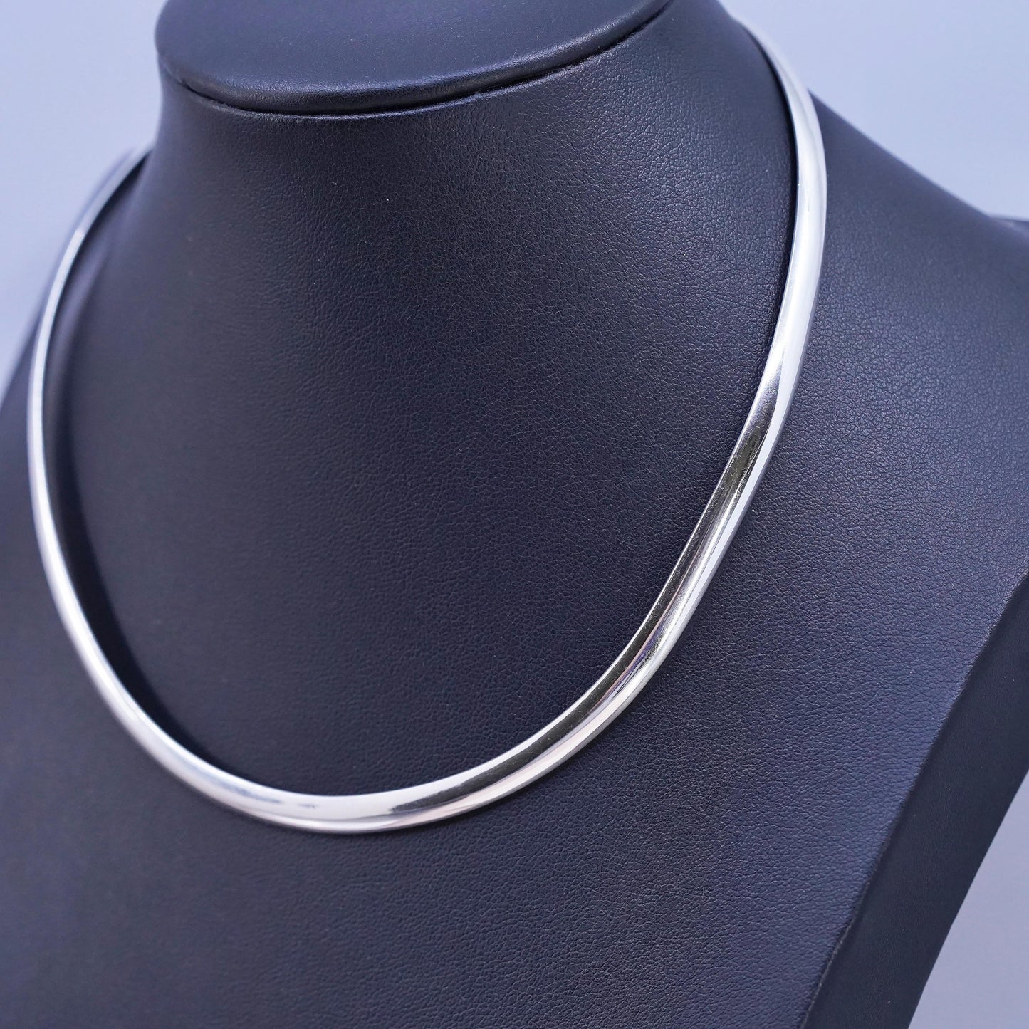 12", vintage Sterling silver handmade necklace, wavy 925 choker collar necklace