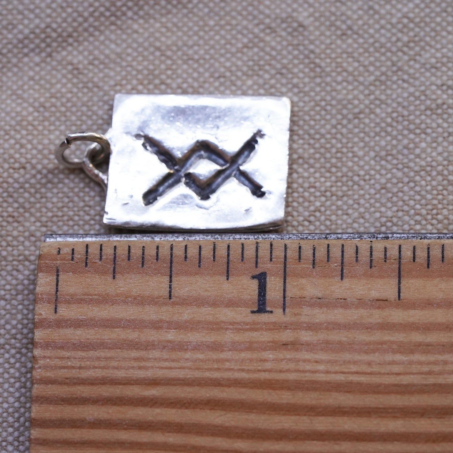 Vintage Sterling silver handmade DNA tag charm, 925 pendant