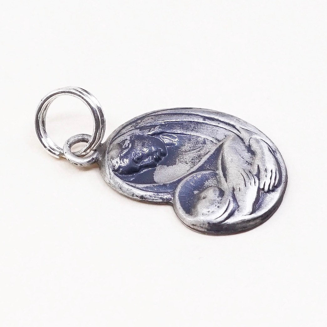 VTG sterling 925 silver handmade pendant, Mother and baby, motherhood