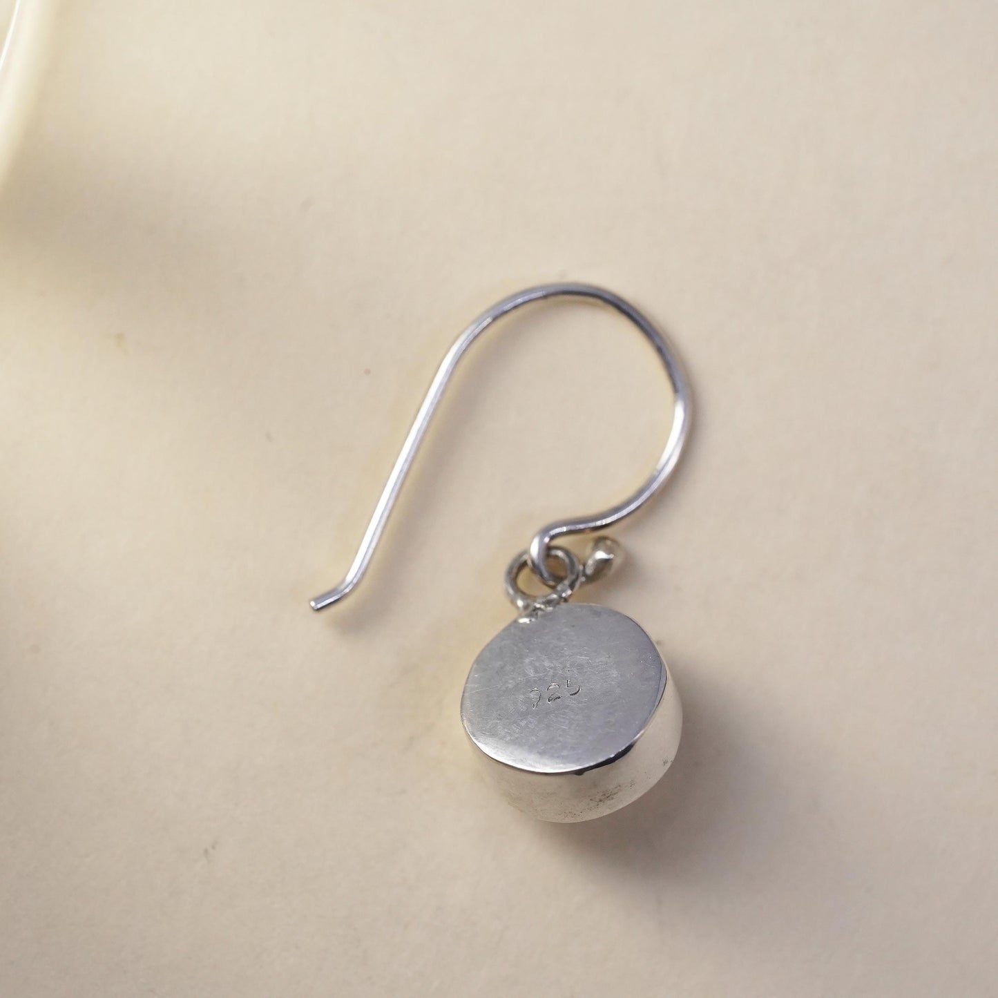 Vintage sterling 925 silver handmade single earring with mother of pearl dangle