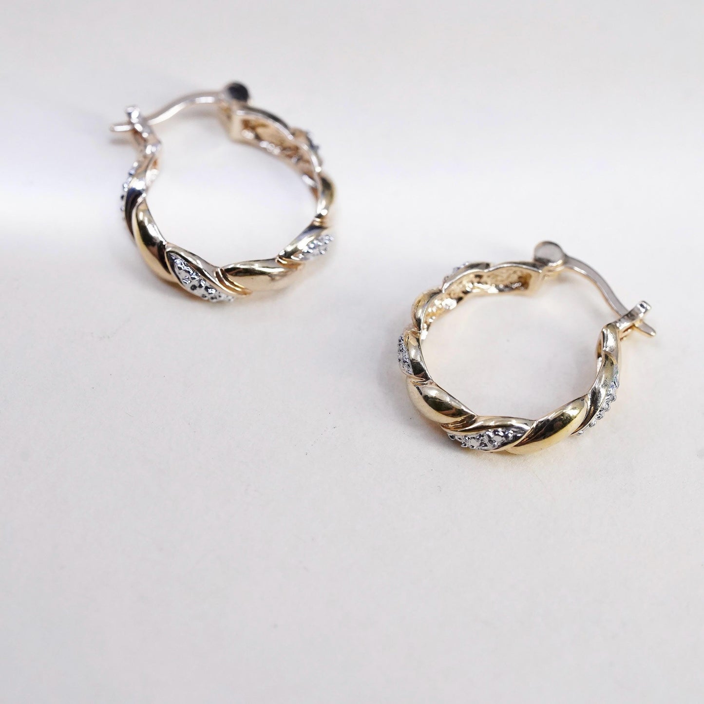 0.75”, vermeil gold over sterling silver earrings, 925 huggie diamond hoops