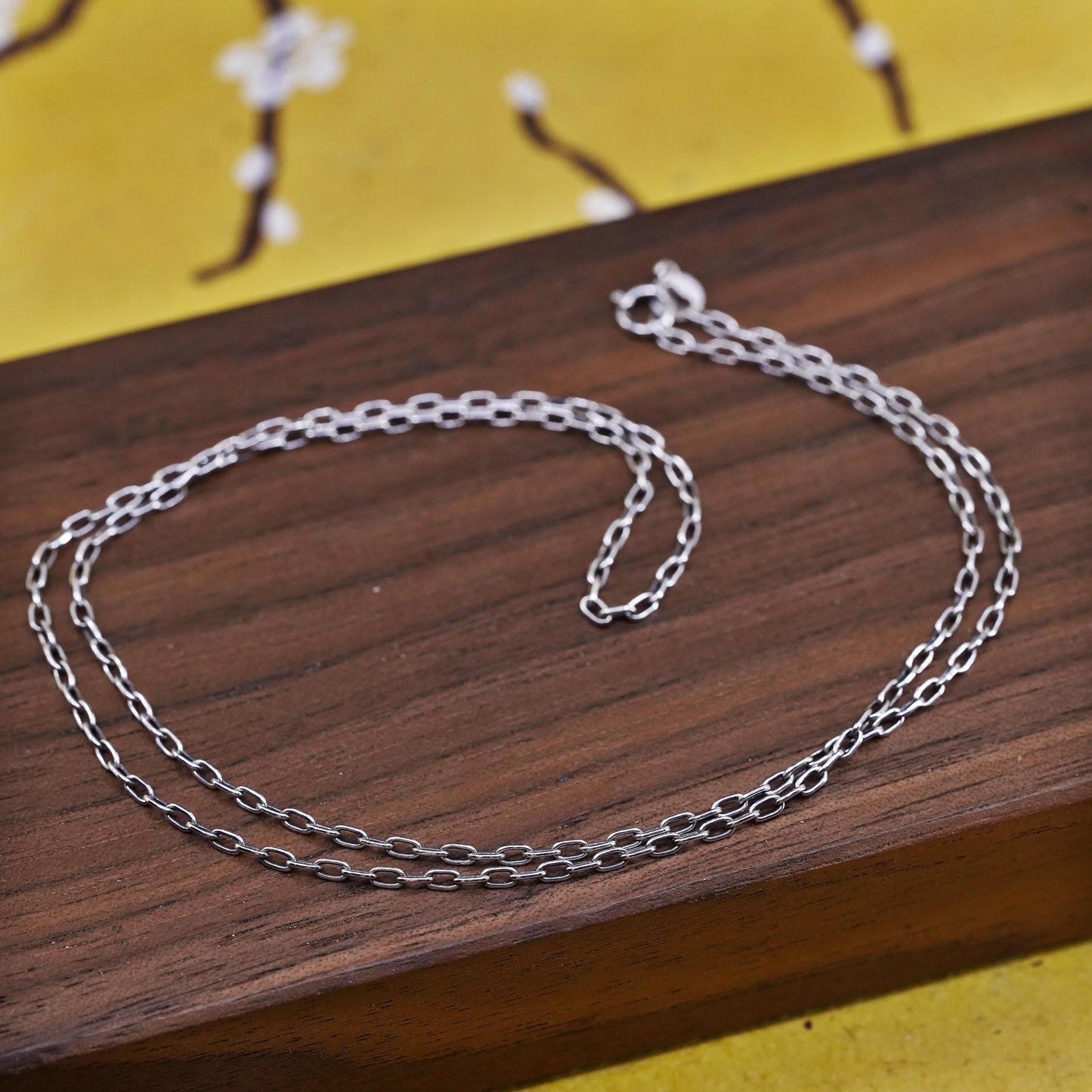 18" 1.6mm, vintage Sterling silver necklace, 925 oval link chain