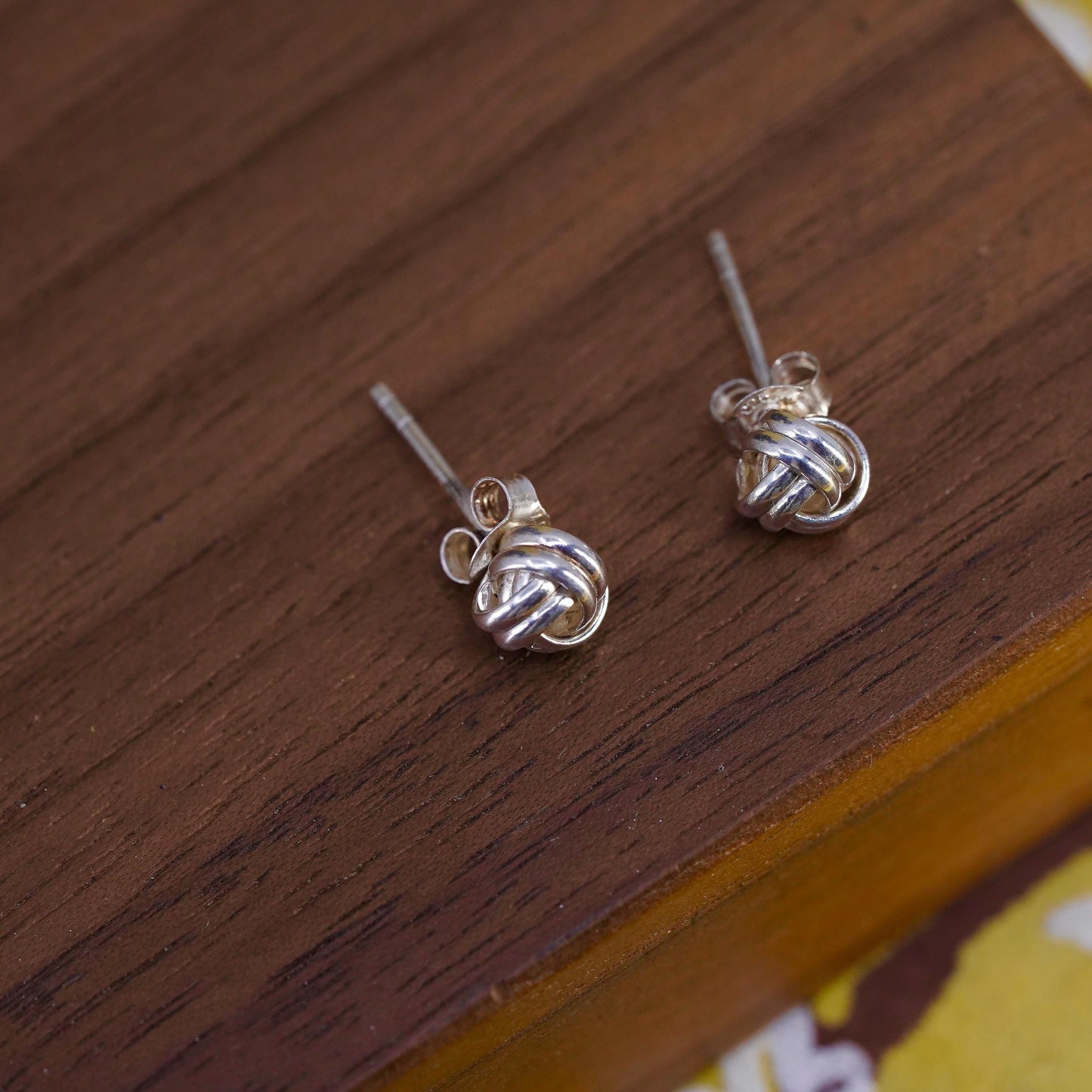 Vintage Sterling silver entwined beads studs, 925 earrings