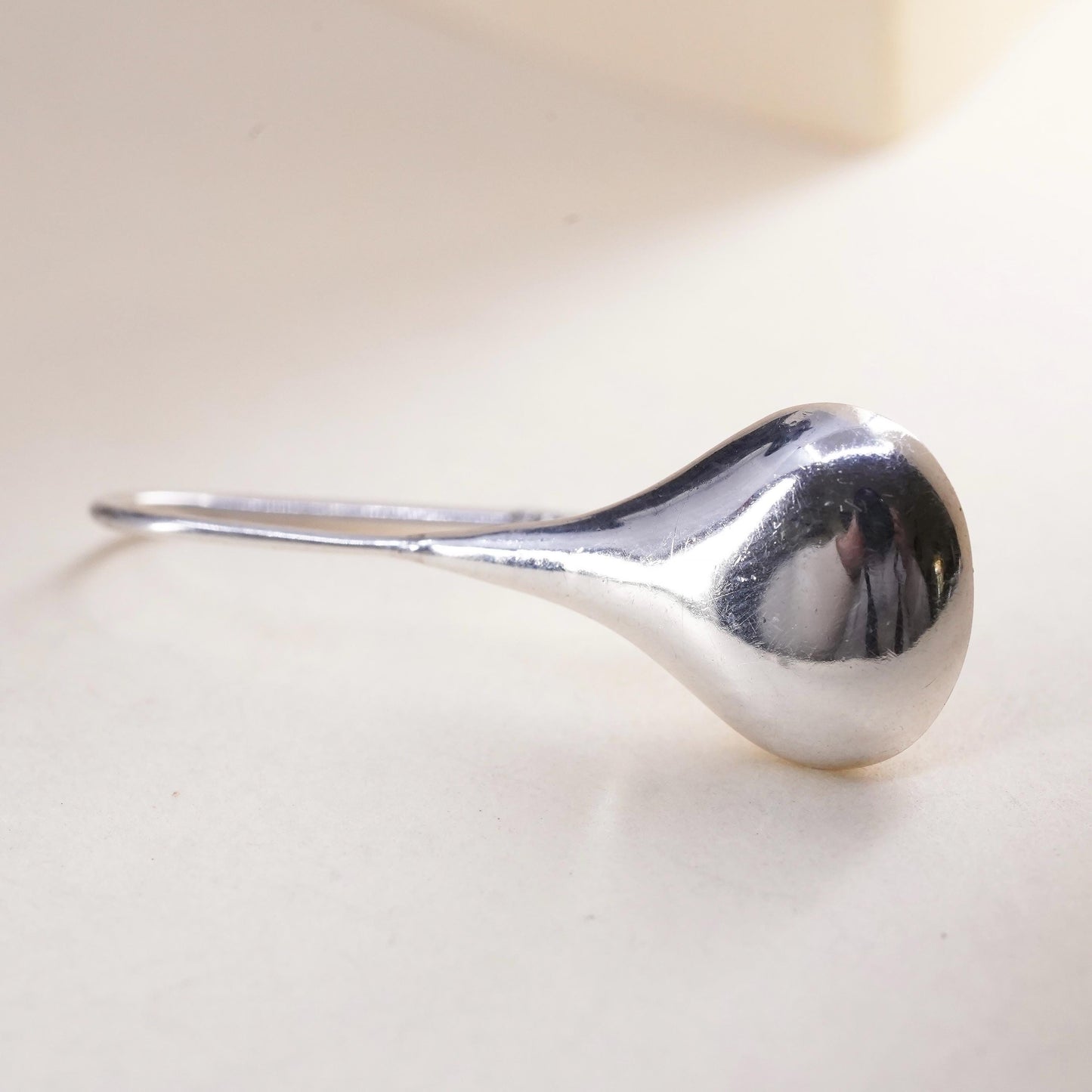 vintage modernist sterling silver 925 handmade single teardrop earring