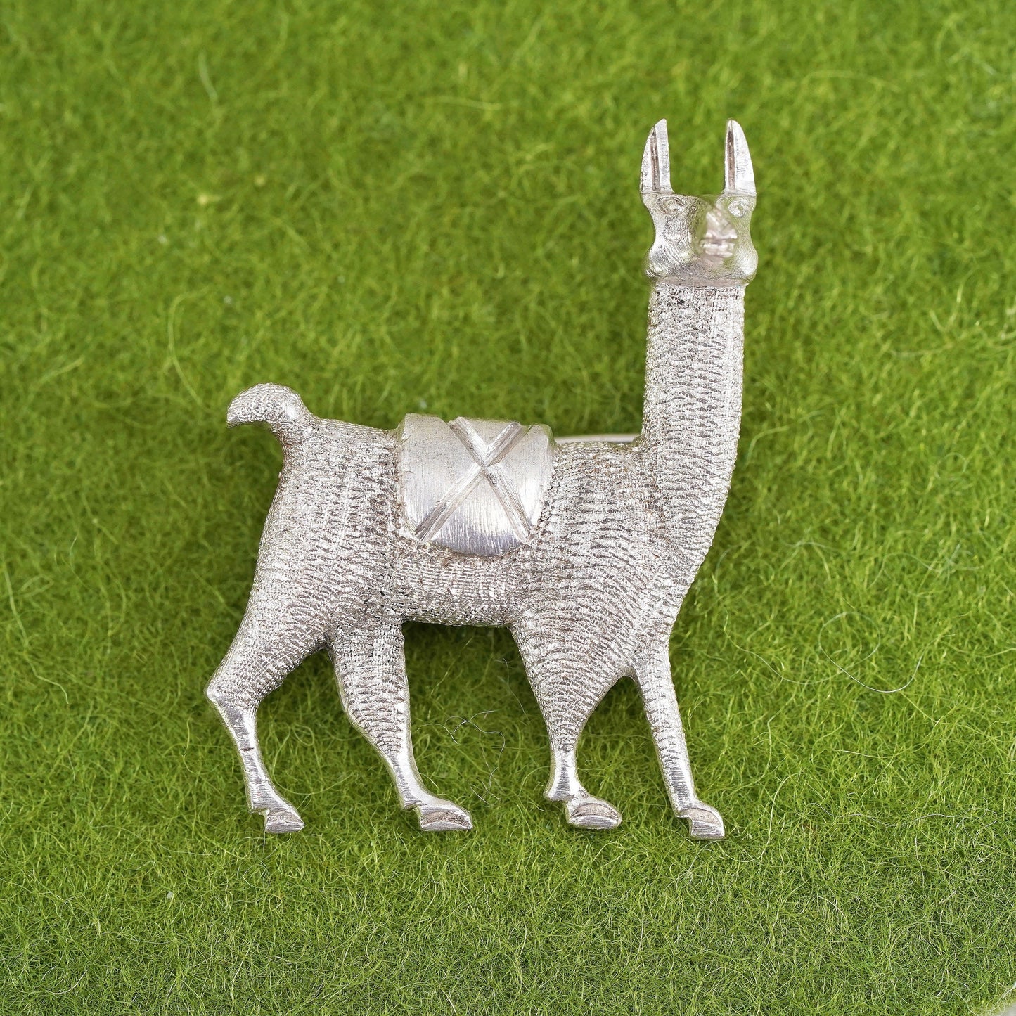 Vintage sterling 925 silver llama brooch, Southwestern handmade pin