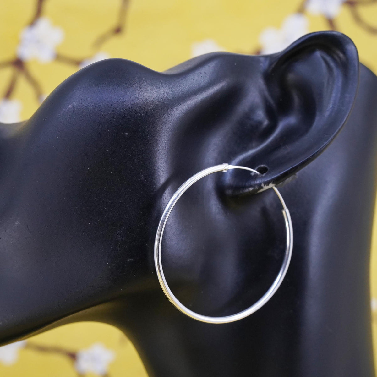 1.75", vintage Sterling silver handmade earrings, 925 silver hoops