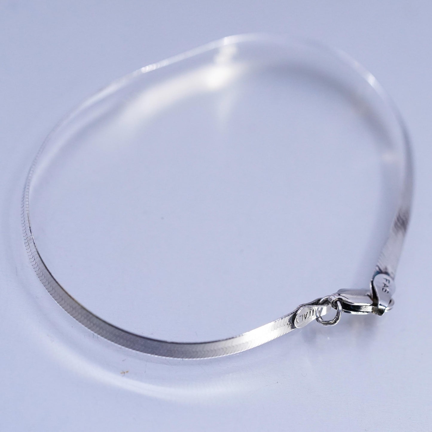 7" 3mm, Vintage Italian Sterling 925 silver bracelet, herringbone chain