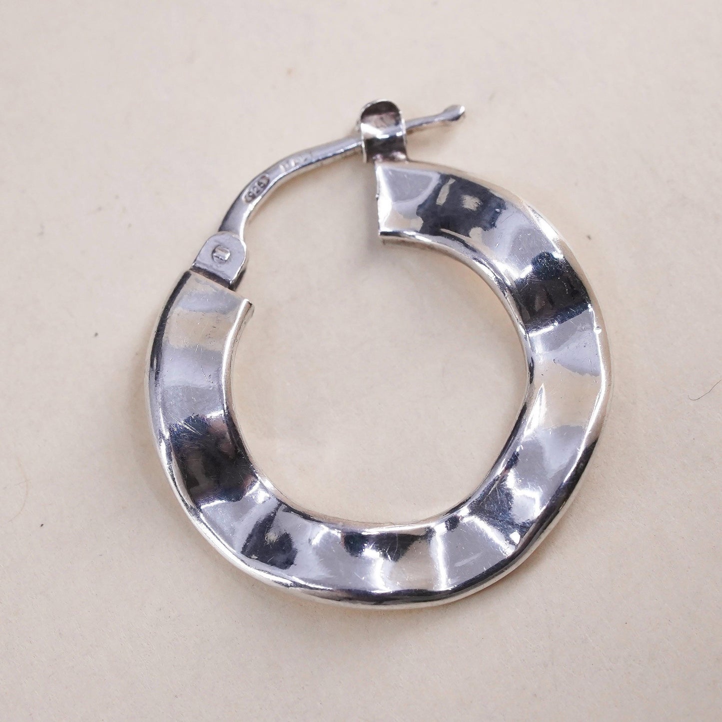0.75", Vintage sterling silver loop single earring, fashion primitive hoop