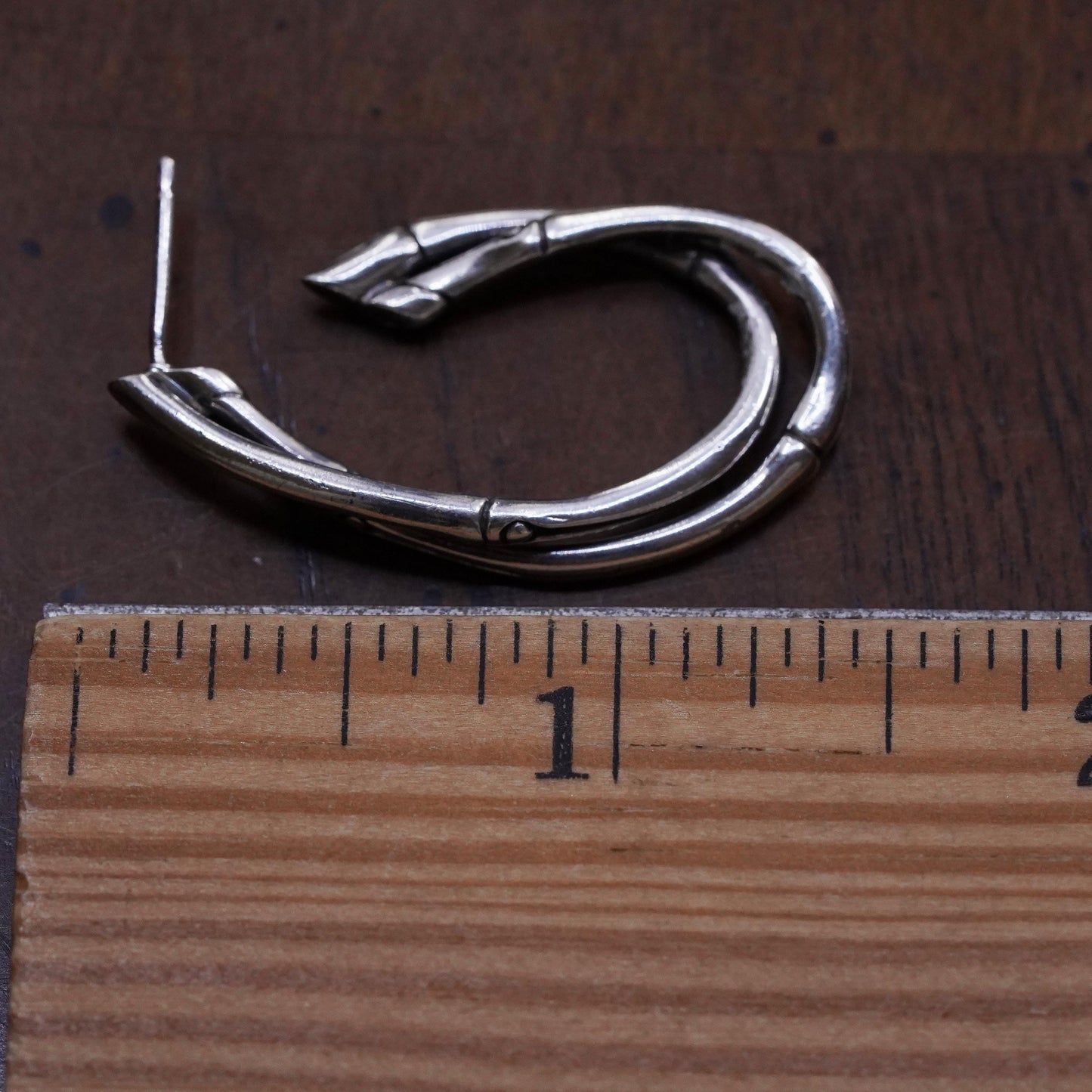 1.5", John Hardy 925 Sterling Silver Single Bamboo entwinted Earring