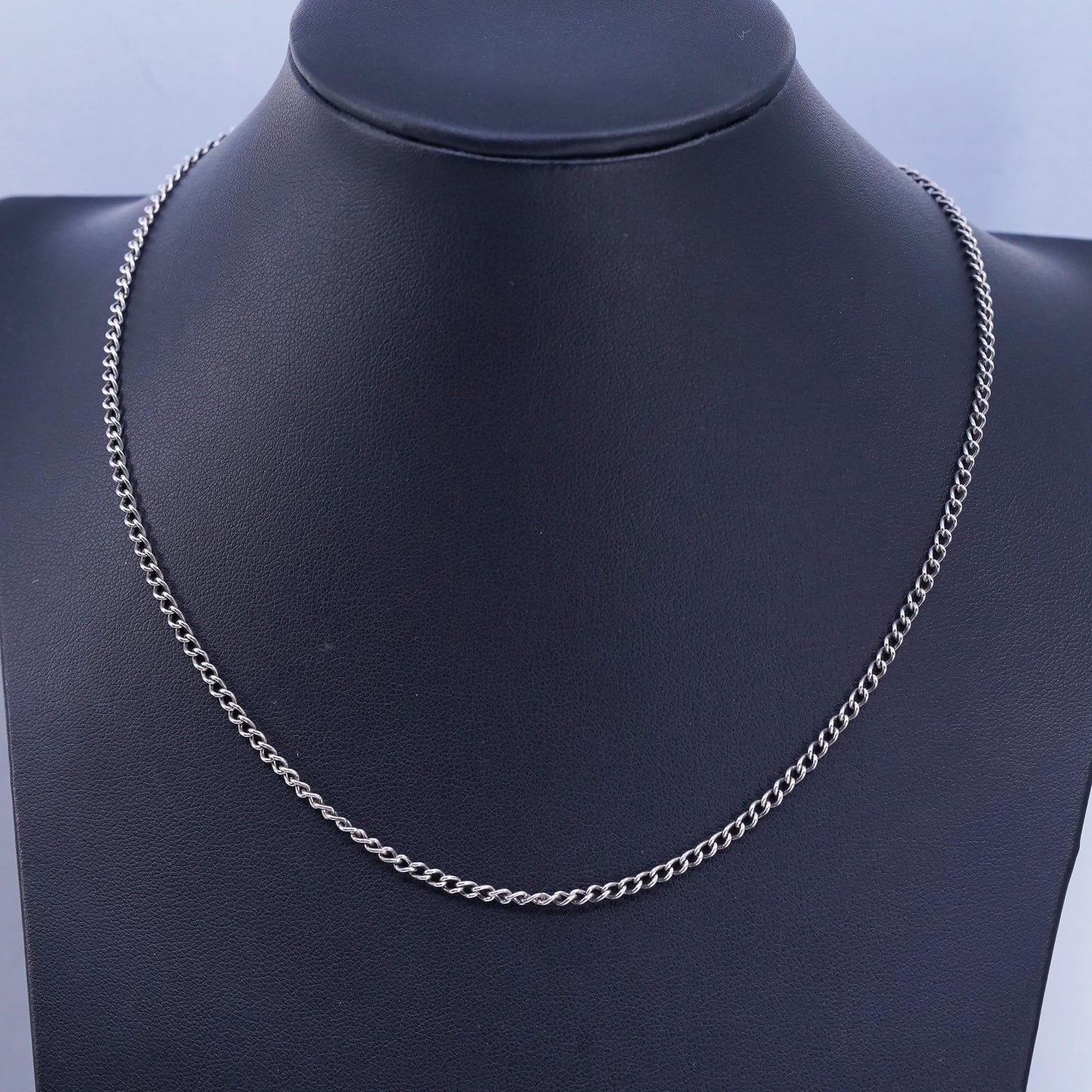 16” 3mm, vintage Sterling 925 silver handmade curb chain necklace