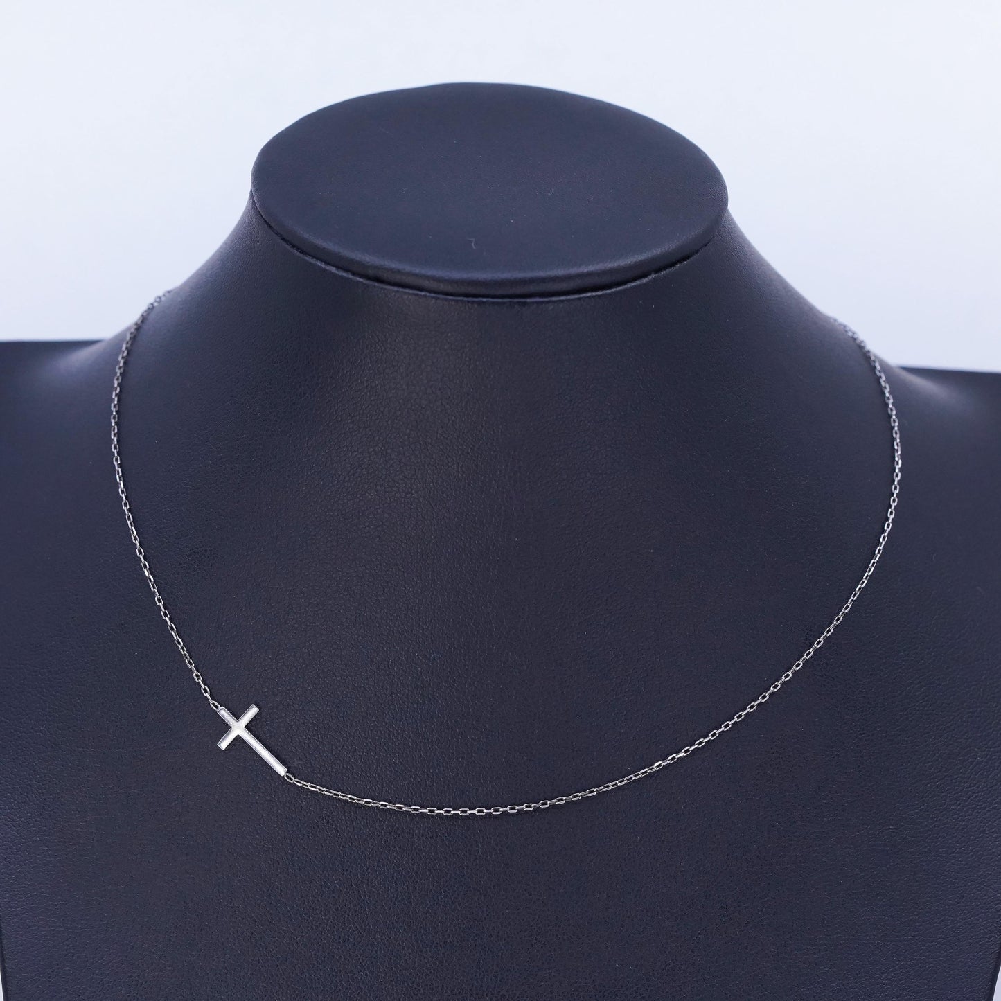 15”, vintage Sterling 925 silver handmade snake necklace with cross pendant