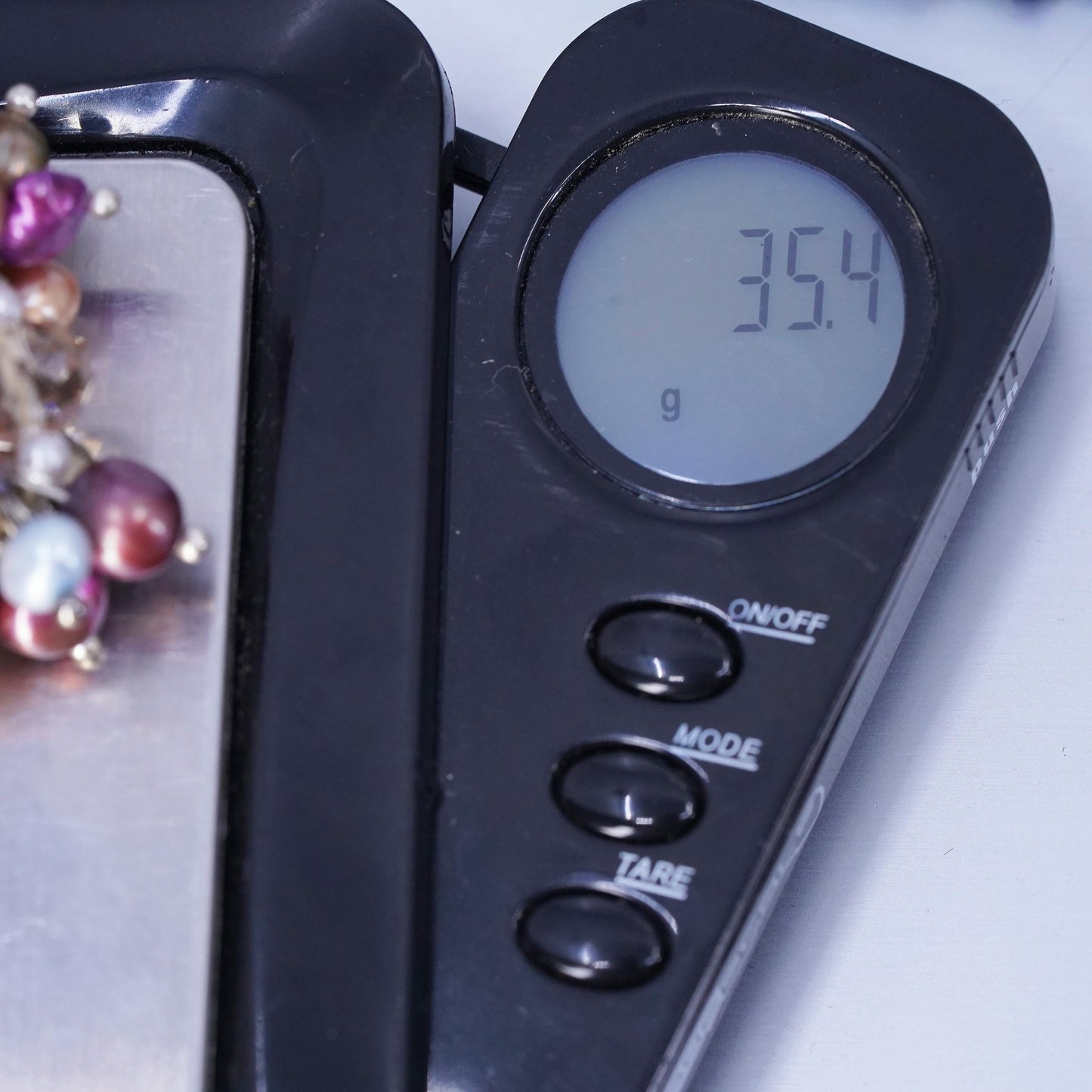 7.25”, Sterling 925 silver stretchy bracelet with cluster pearl and crystal