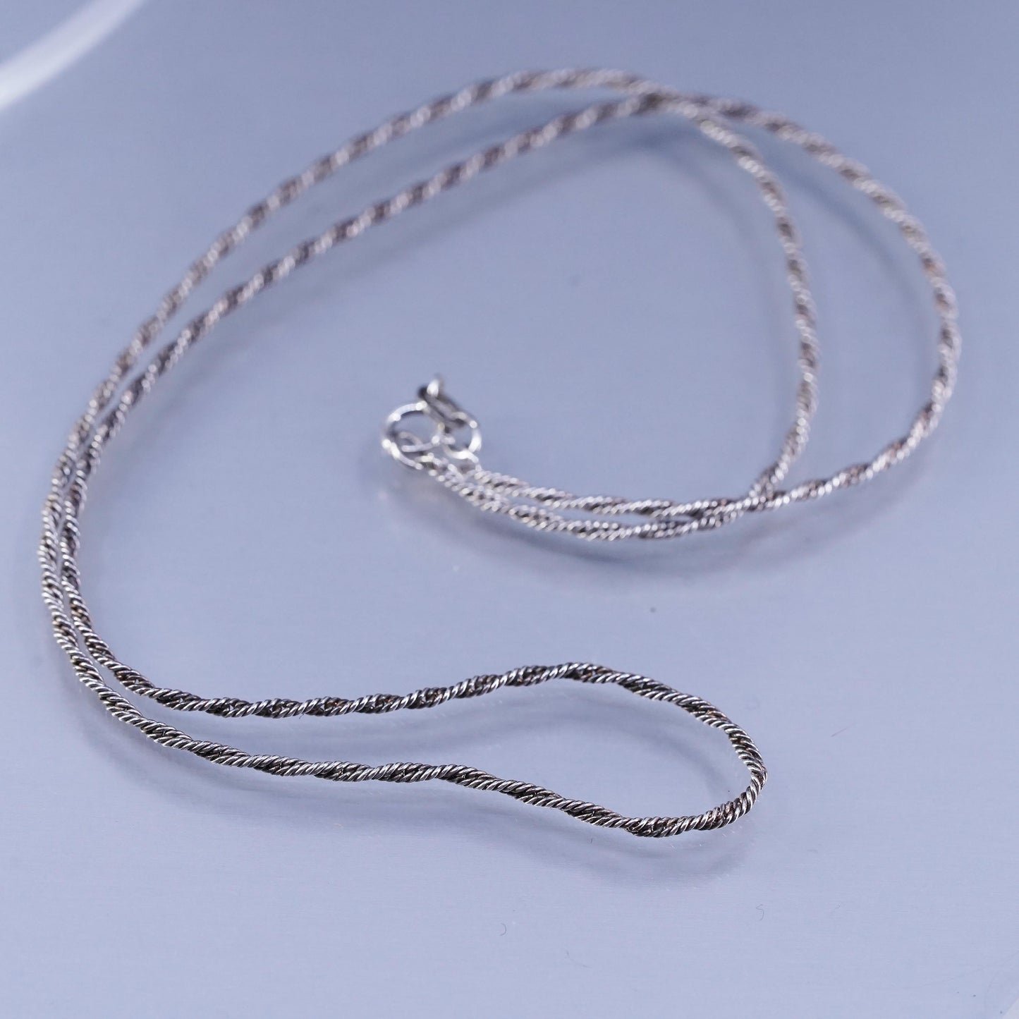 18” 2mm, vintage Italian Sterling 925 silver twisted snake chain necklace
