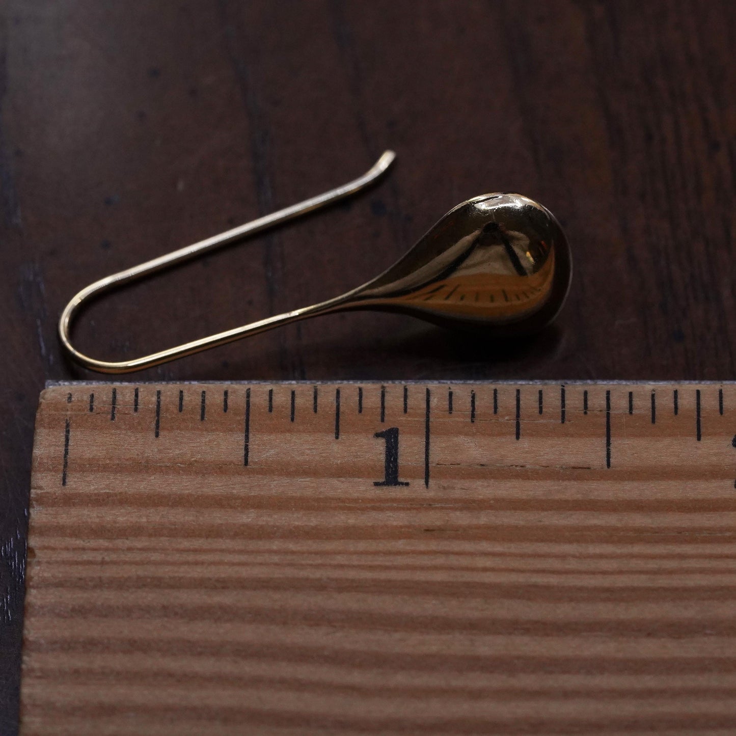 vintage modernist vermeil gold over sterling silver 925 single teardrop earring
