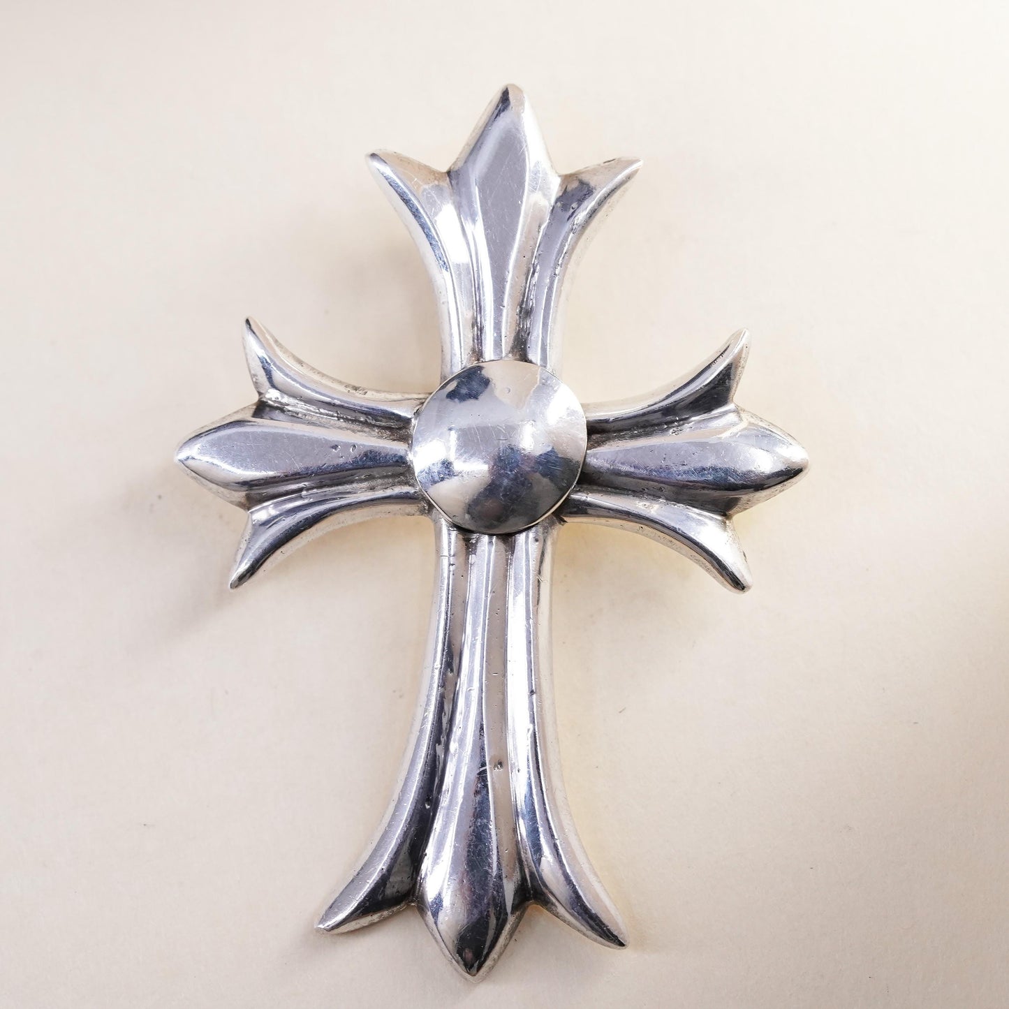 Vintage Irish sterling silver handmade pendant, huge 925 cross