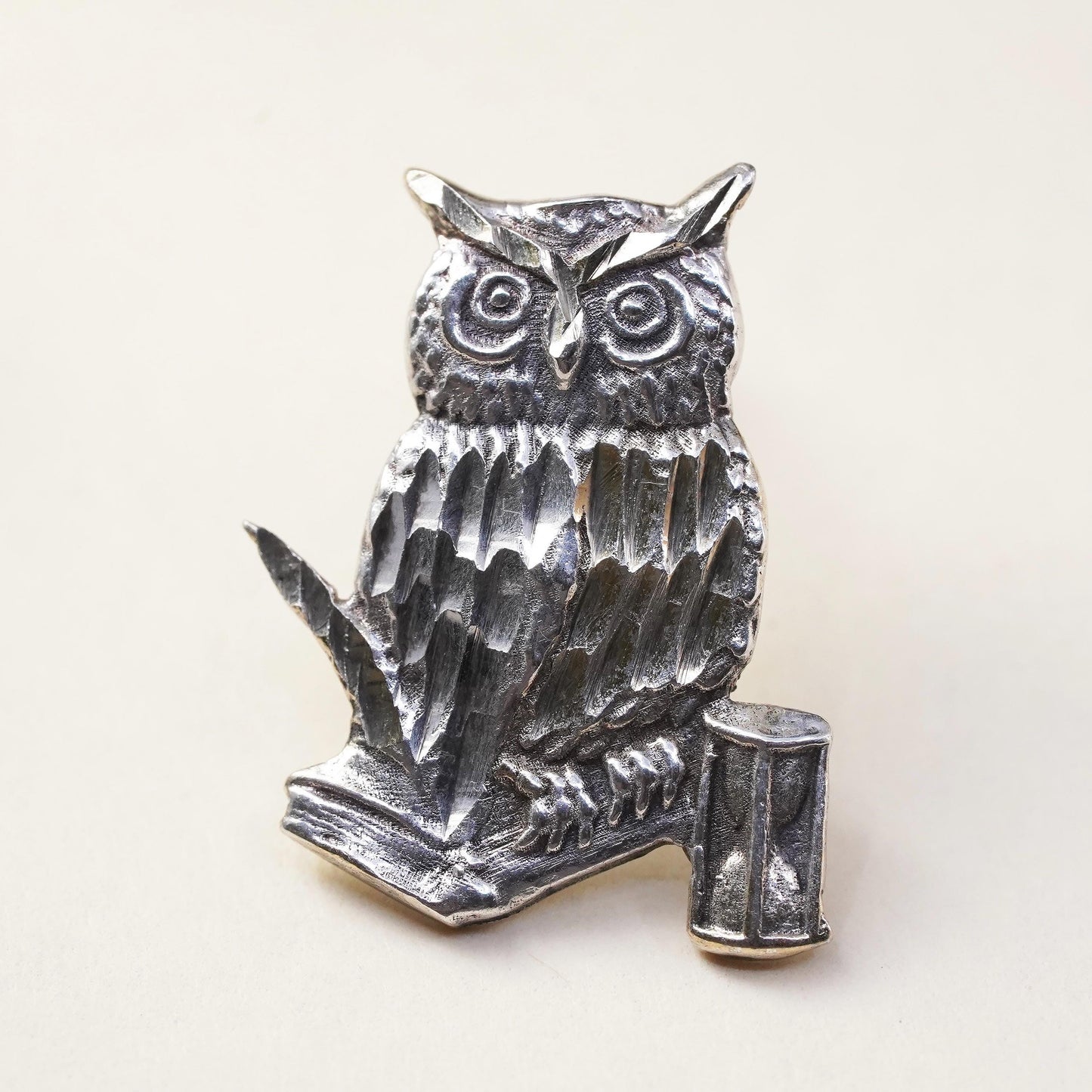 Vintage handmade single handmade earring. Sterling 925 owl stud