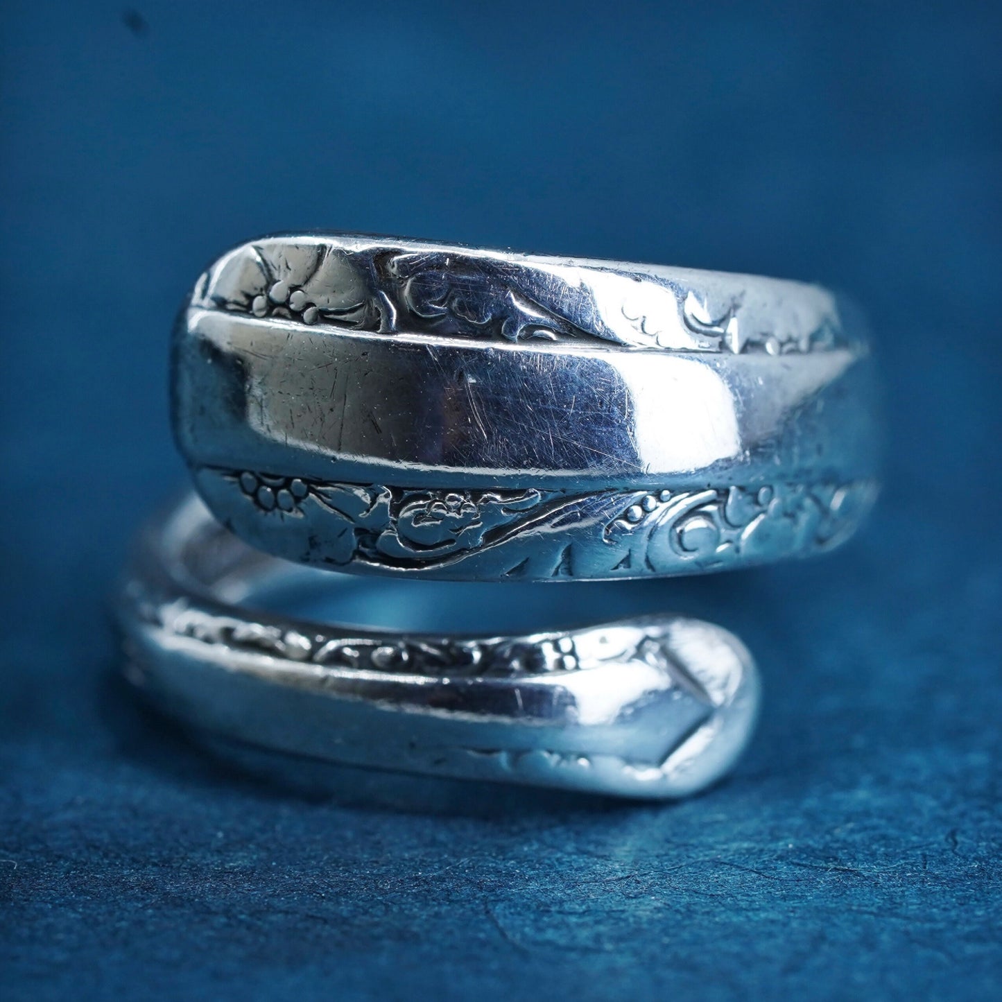 Size 6, Towle candlelight Sterling silver handmade ring, 925 spoon wrap band