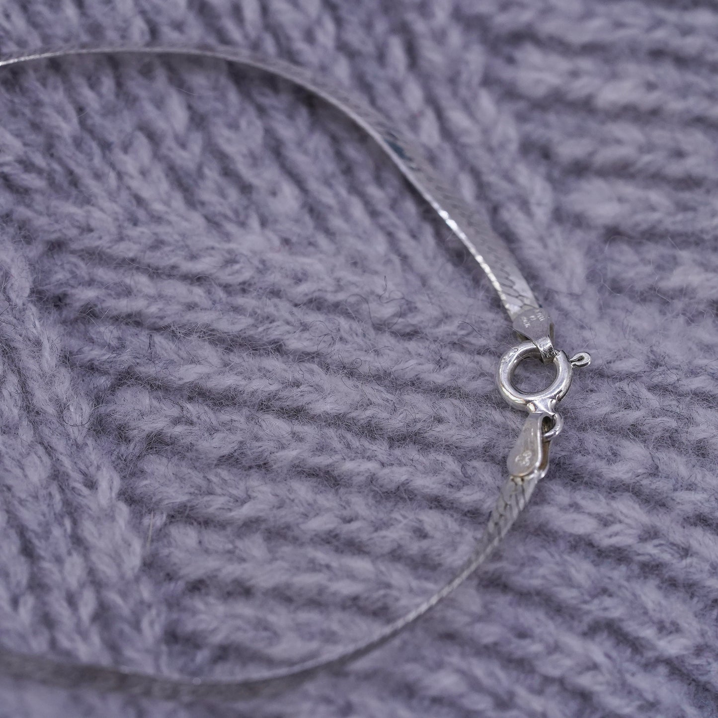 7.5”, 4mm, vintage Sterling silver handmade bracelet, 925 herringbone chain