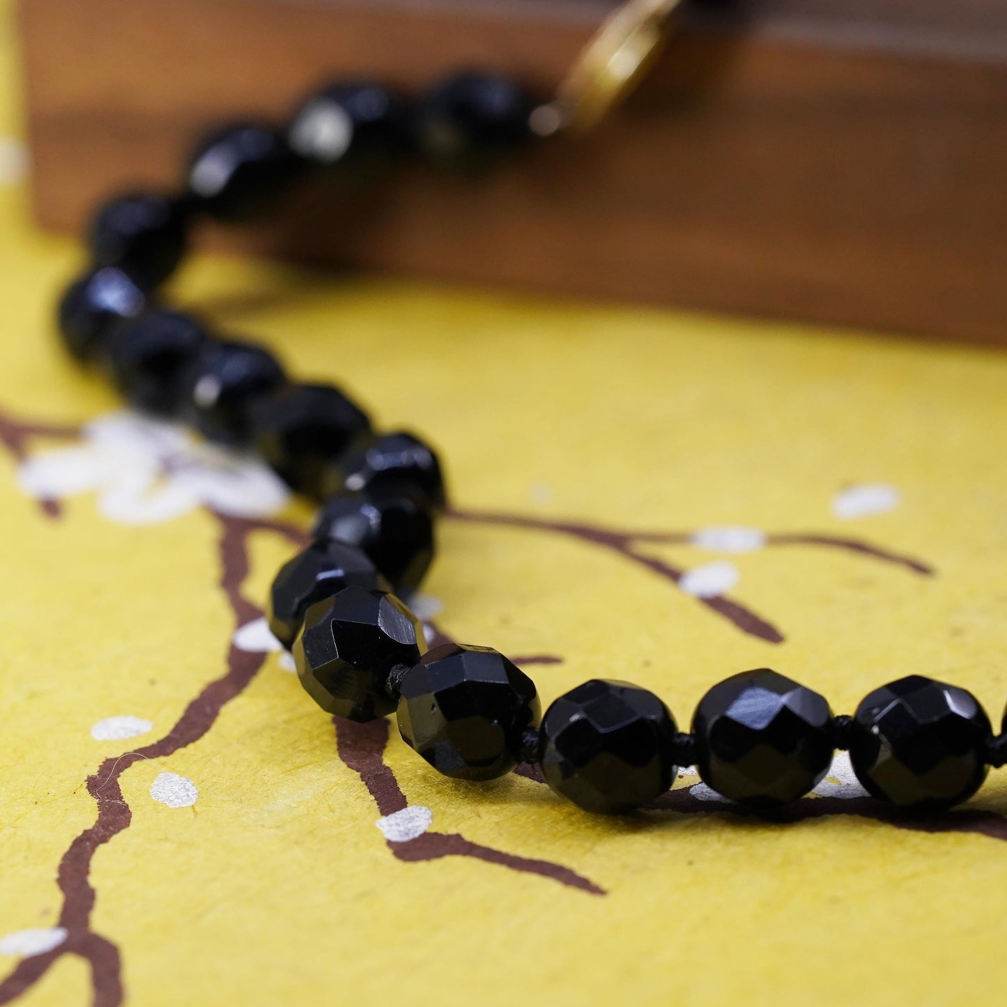 15”, vintage Sterling silver necklace, 925 silver choker with 7mm onyx beads