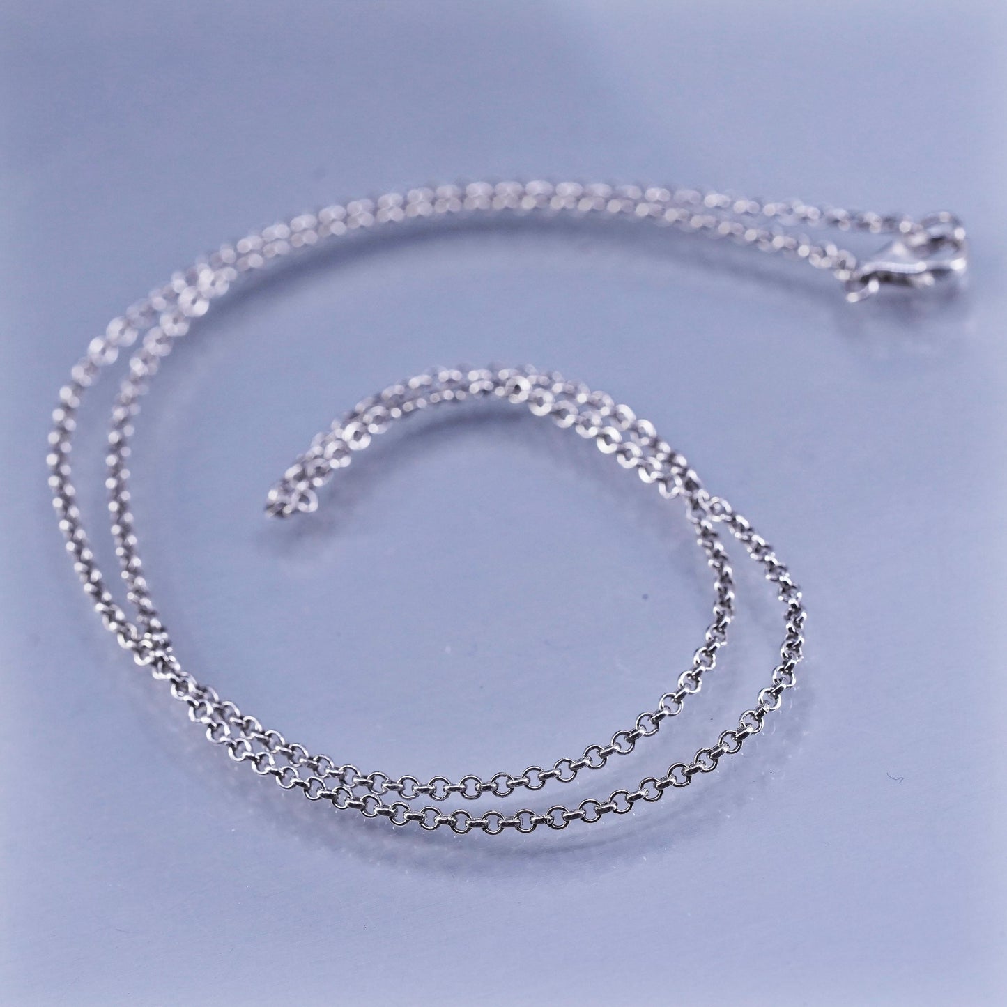 18” 1.6mm, vintage Sterling 925 silver circle chain necklace