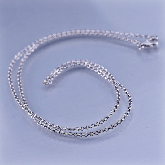 18” 1.6mm, vintage Sterling 925 silver circle chain necklace