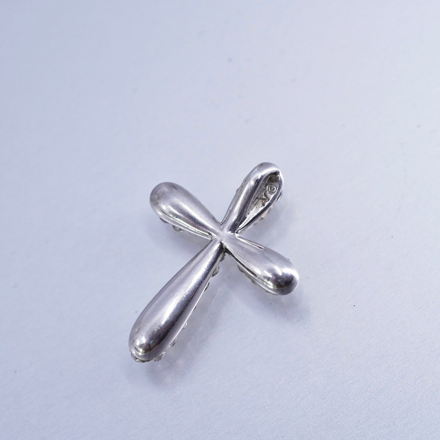 vintage sterling 925 silver cross pendant with cluster Cz