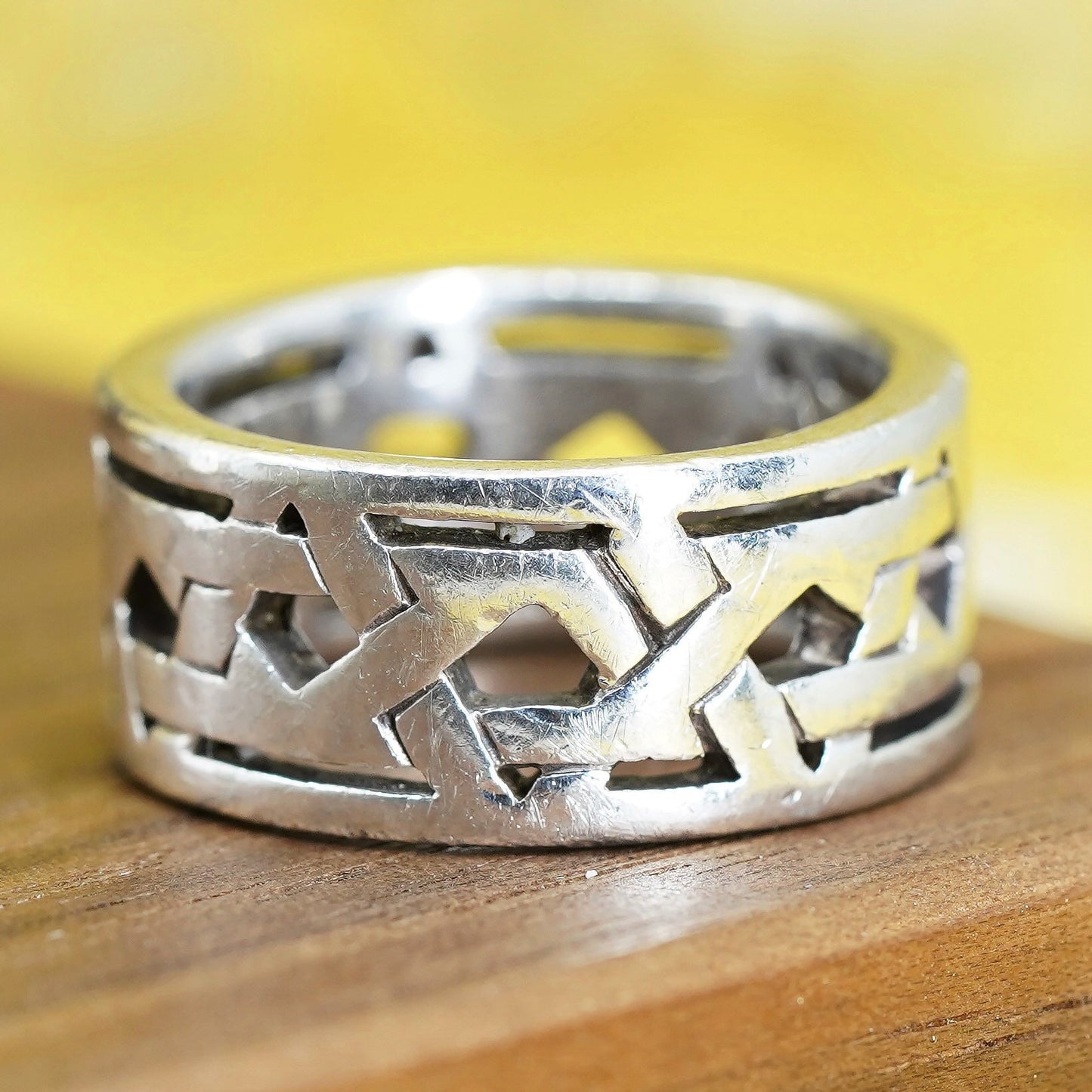 Size 6.5, vintage Sterling silver handmade ring, 925 star hexagram band
