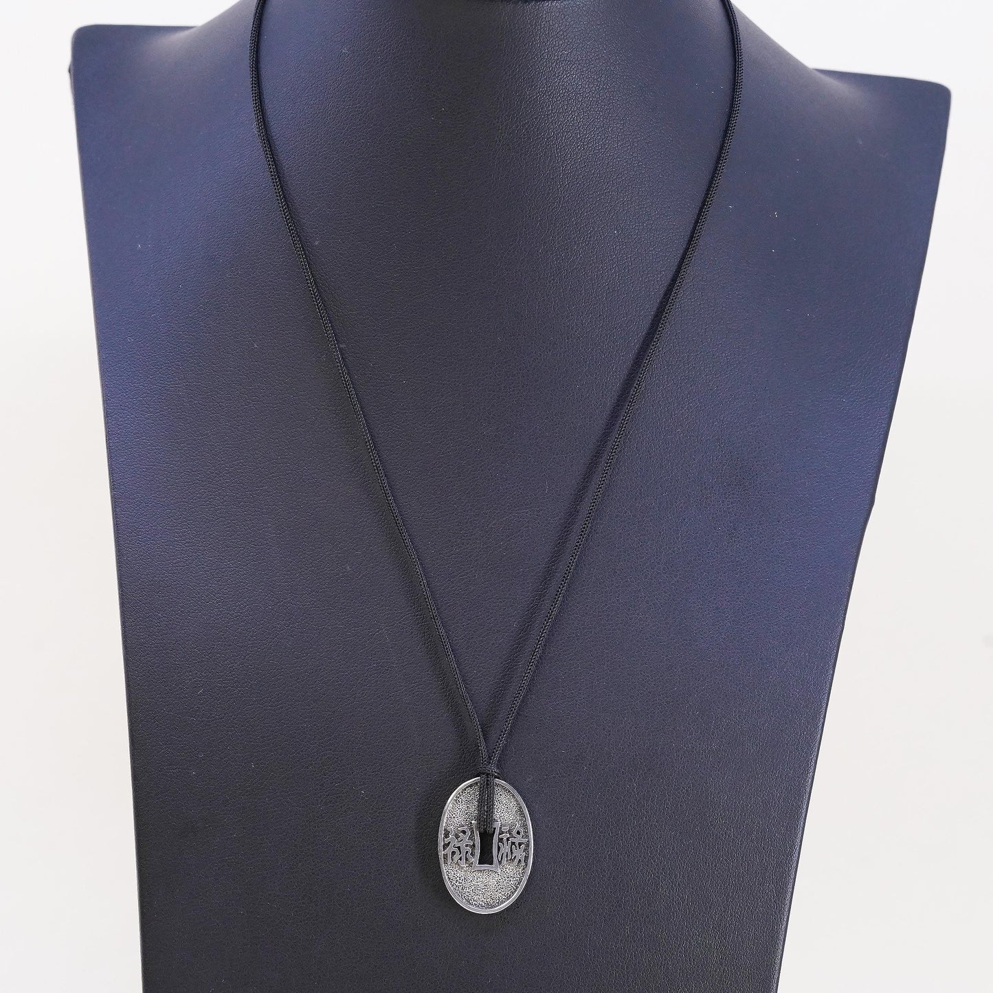 18”, BJ Sterling Silver 925 Blessing Pendant Necklace, Prosperity coin Pendant