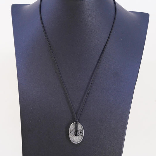 18”, BJ Sterling Silver 925 Blessing Pendant Necklace, Prosperity coin Pendant