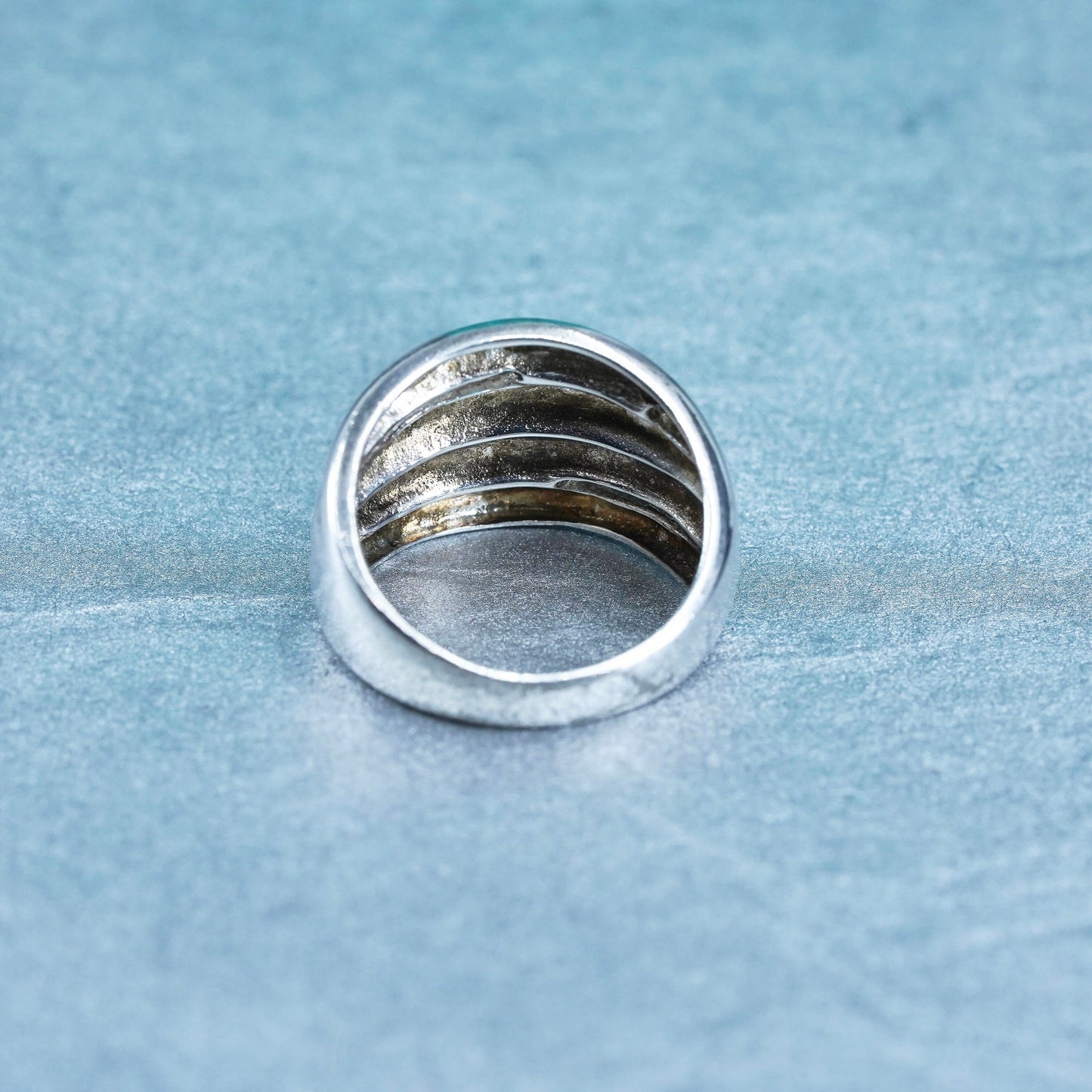 Size 6, vintage Sterling 925 silver handmade ring, modern ribbed band