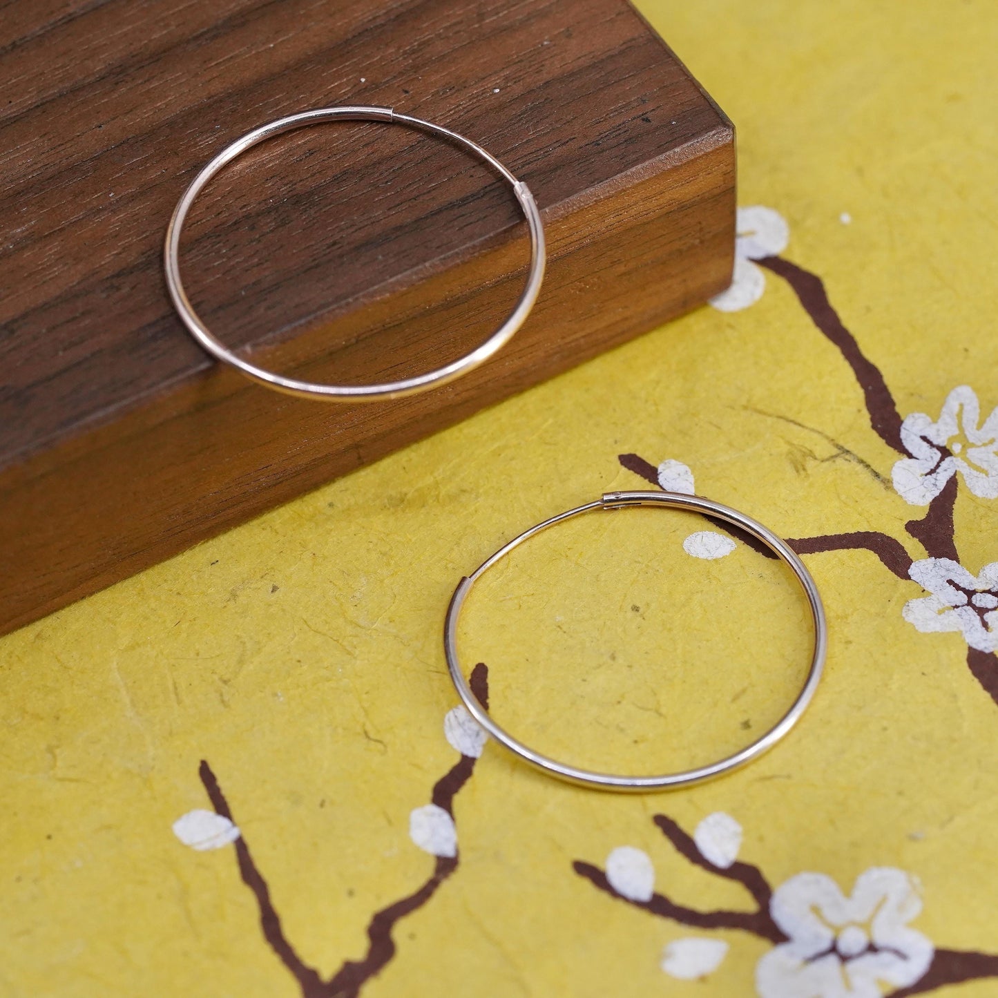 1.25", Vintage vermeil gold plated Sterling silver earrings, 925 thin hoops