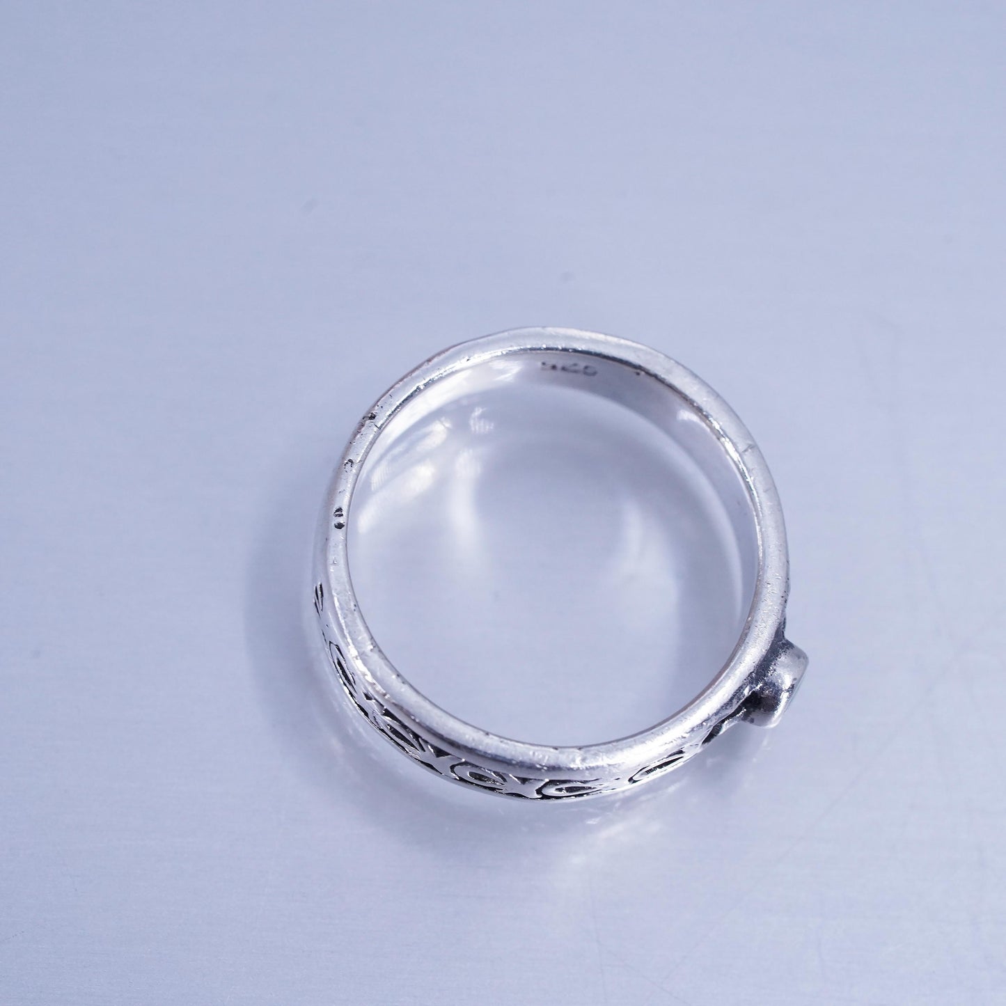 Size 7, southwestern Sterling 925 silver handmade band ring w/ turquoise inlay