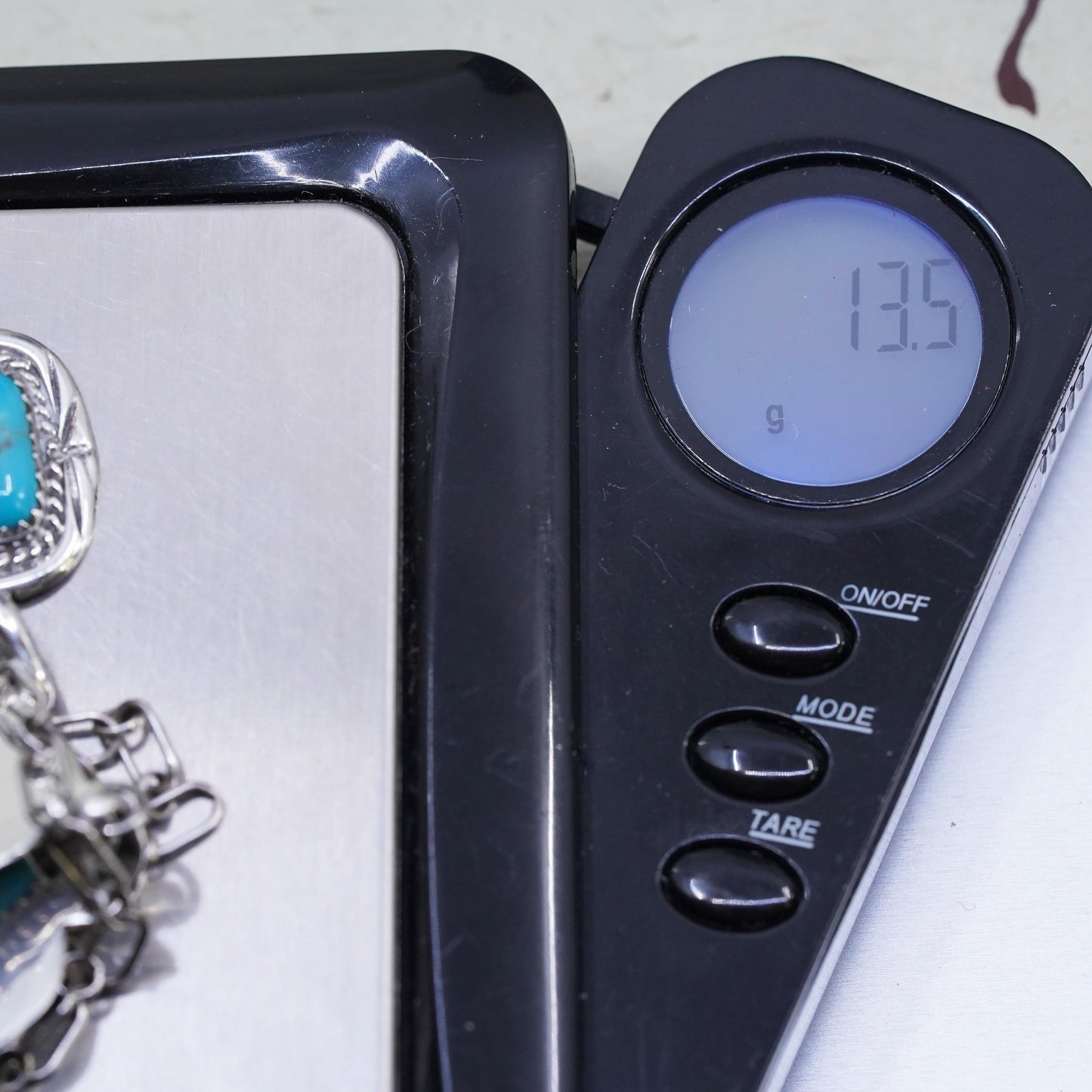18", Native American Sterling silver necklace 925 elongated turquoise pendant