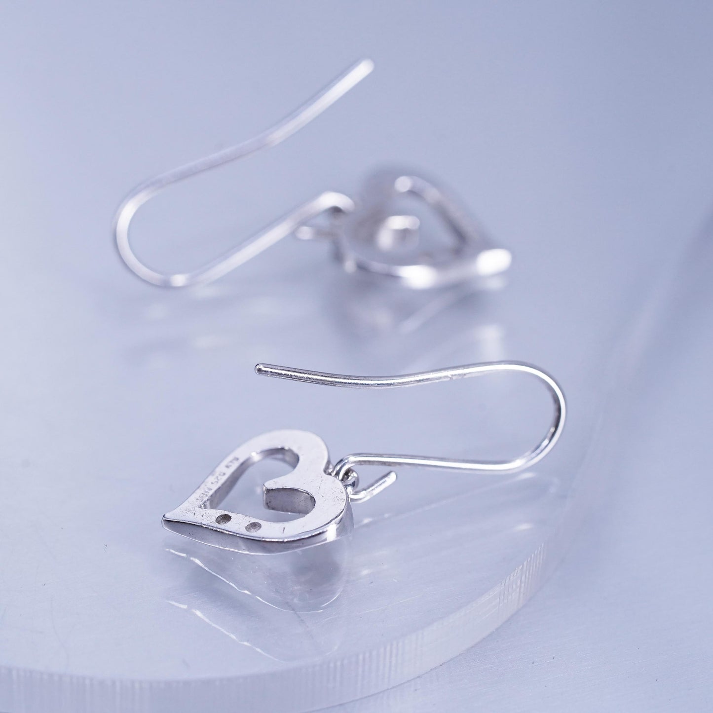 Vintage Sterling 925 silver heart earrings with diamonds