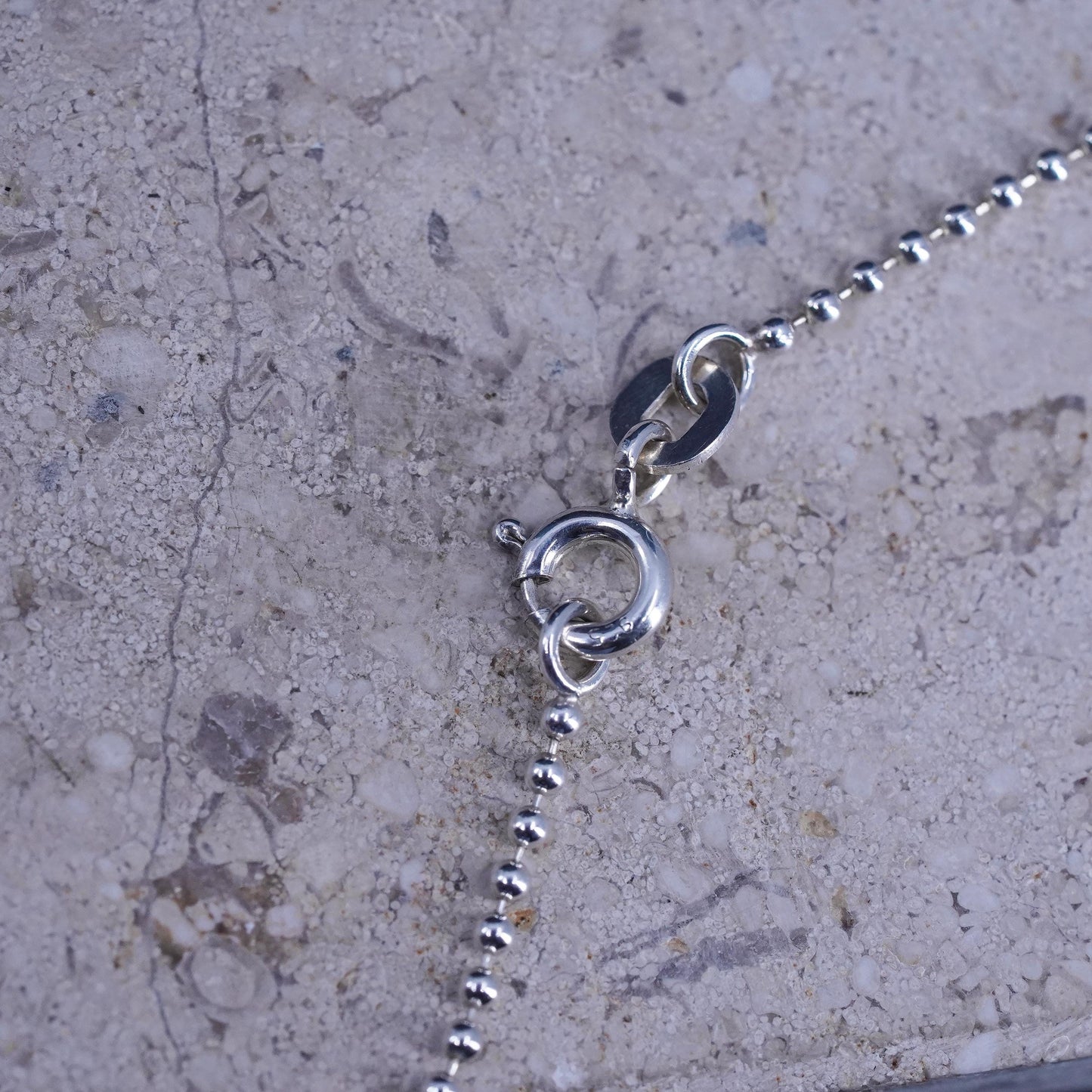 18" 1mm, vintage Italian Sterling silver necklace, 925 beads chain