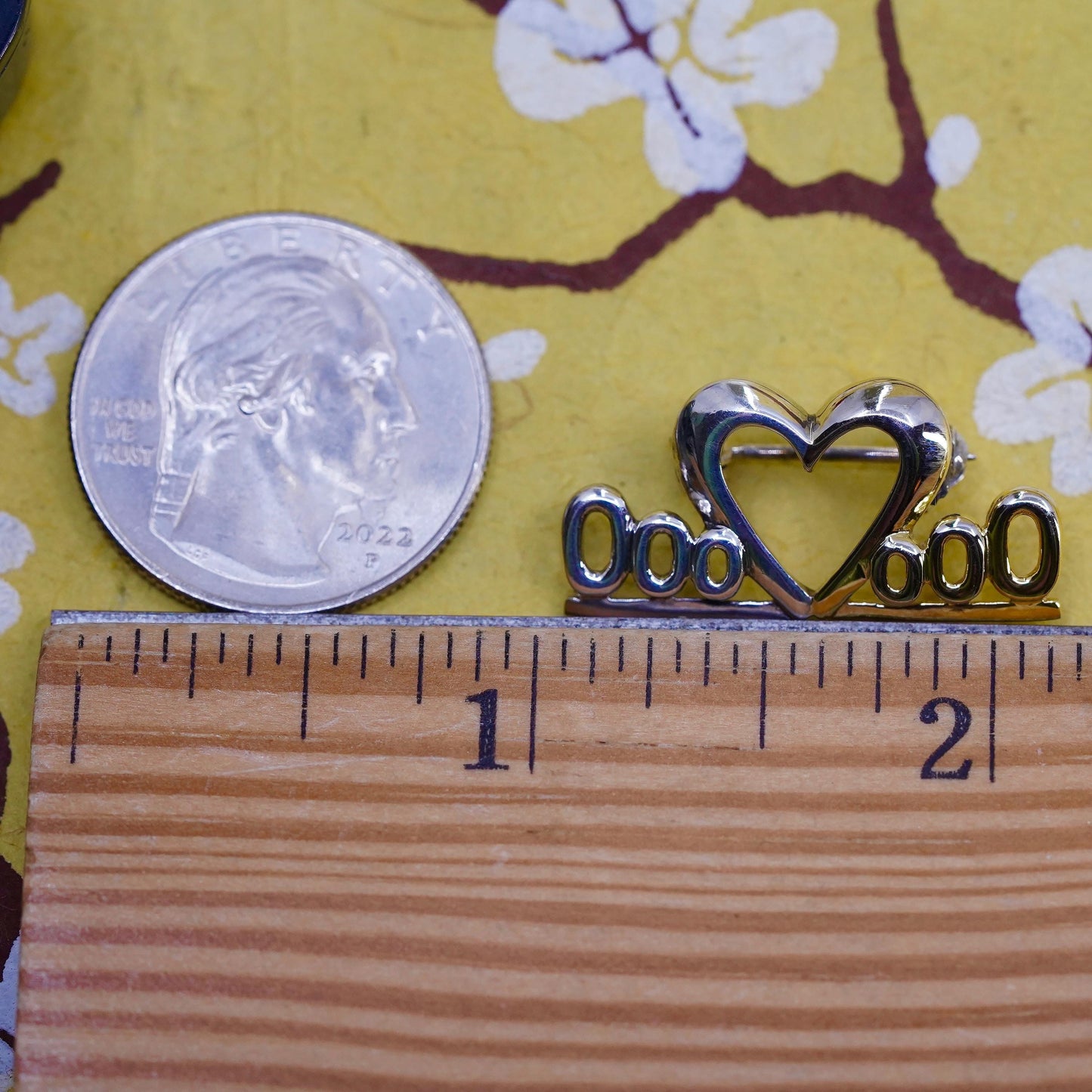 Vintage handmade sterling 925 silver heart brooch