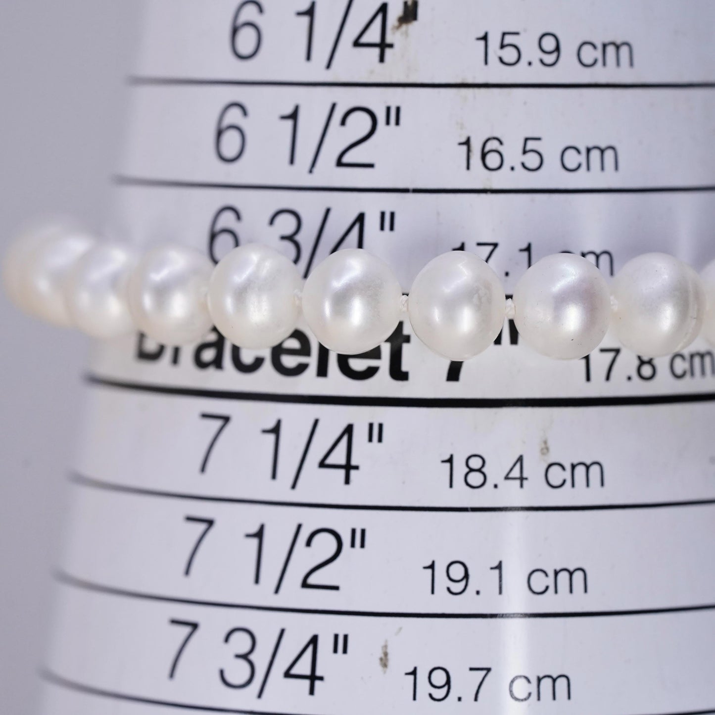 7” 7mm-9mm, Vintage handmade bracelet, freshwater pearl with 925 silver clasp